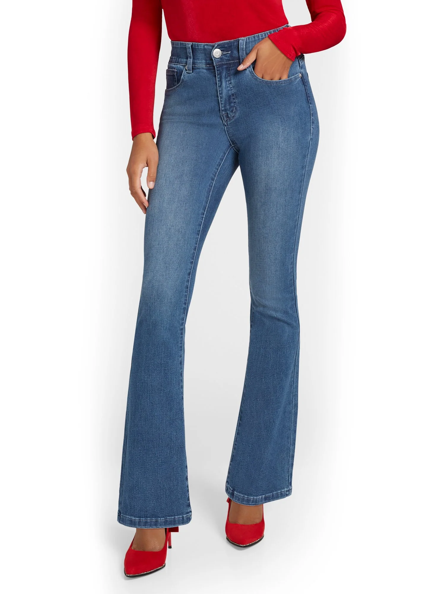 Tall Curvy High-Waisted Bootcut Jeans - Light Wash - Image 2