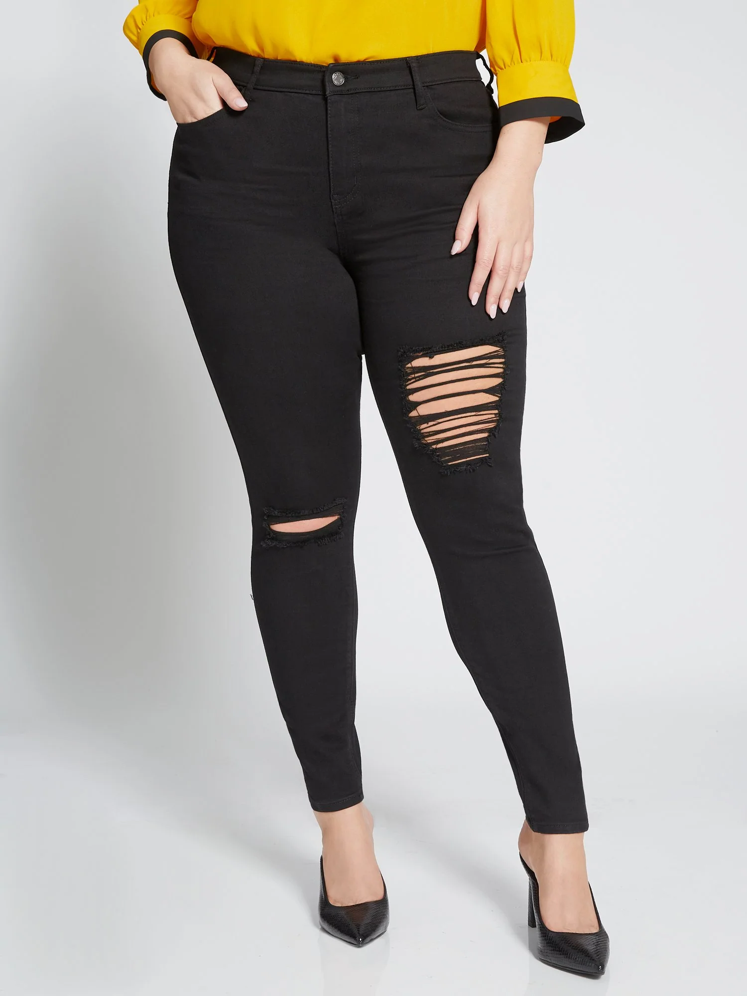Tall Essential Mid-Rise Super-Skinny Jeans - Black - Image 5