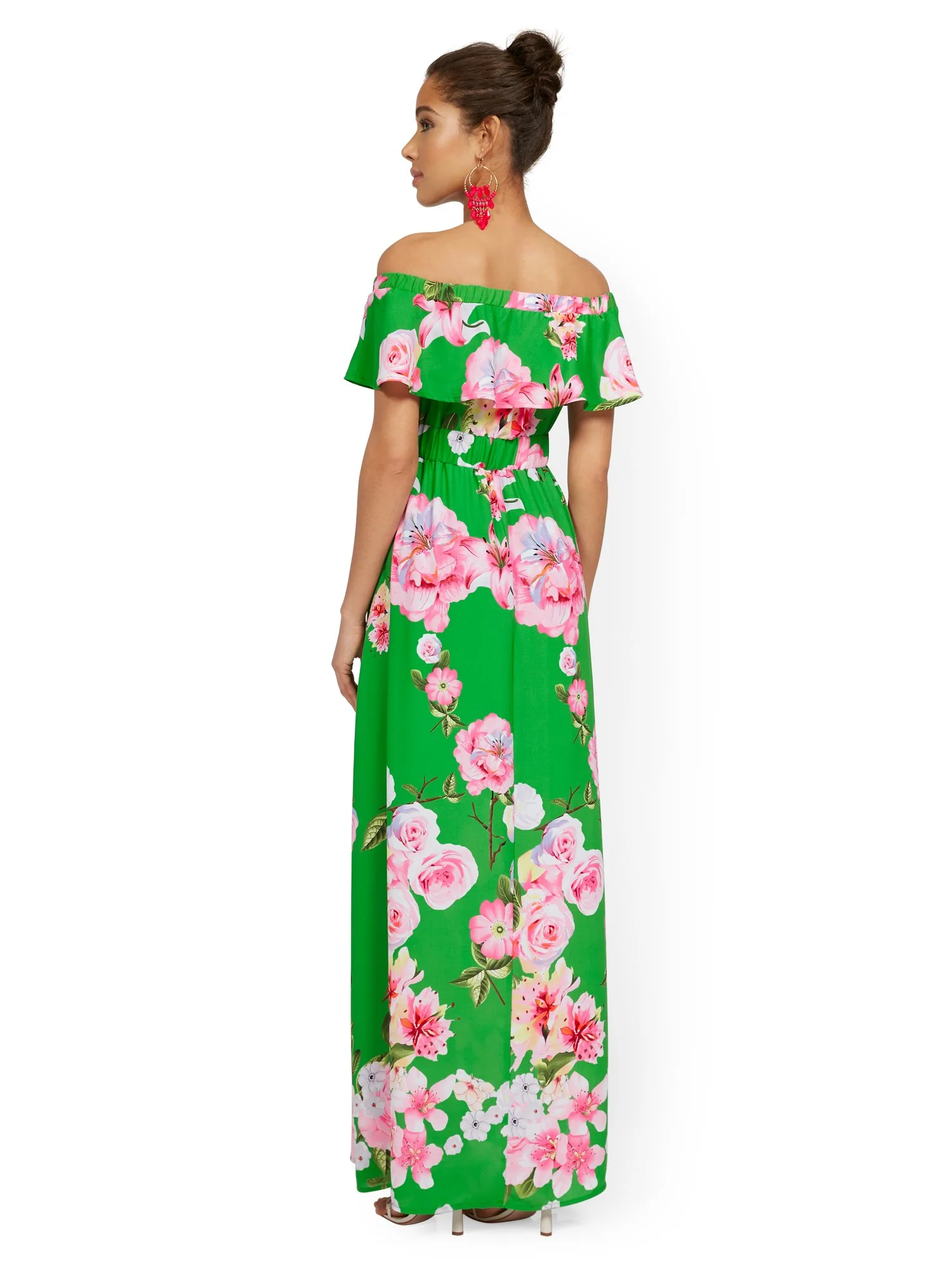 Tall Floral-Print Off-the-Shoulder Ruffle-Top Maxi Dress - Image 3