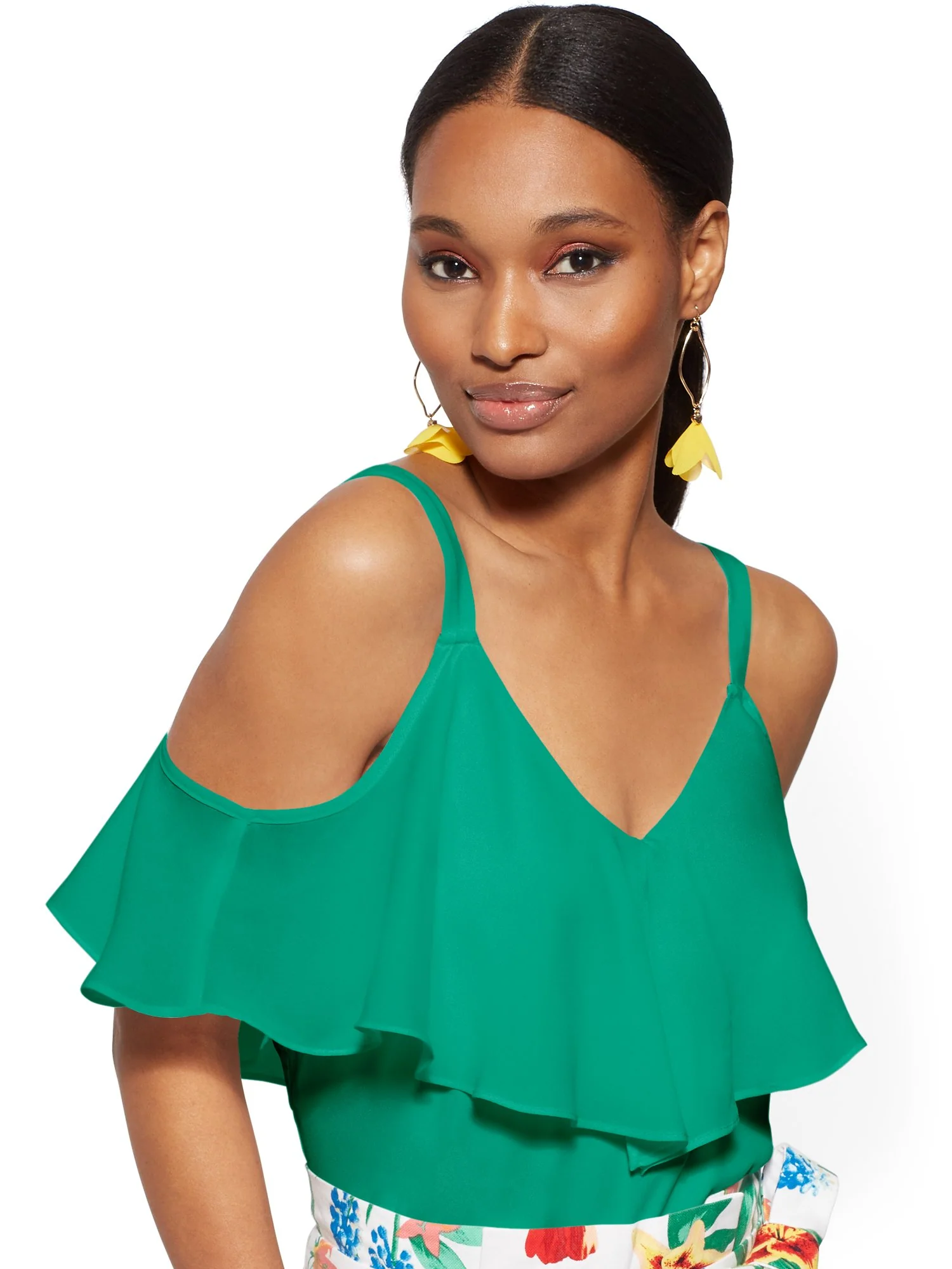 Tall Flounced Cold-Shoulder Top - Image 2