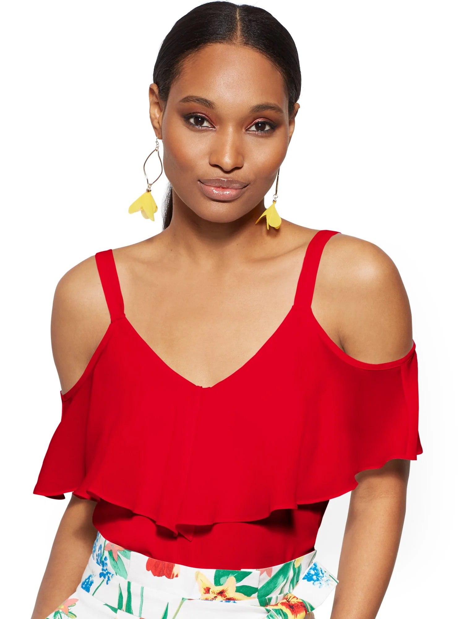 Tall Flounced Cold-Shoulder Top - Image 5
