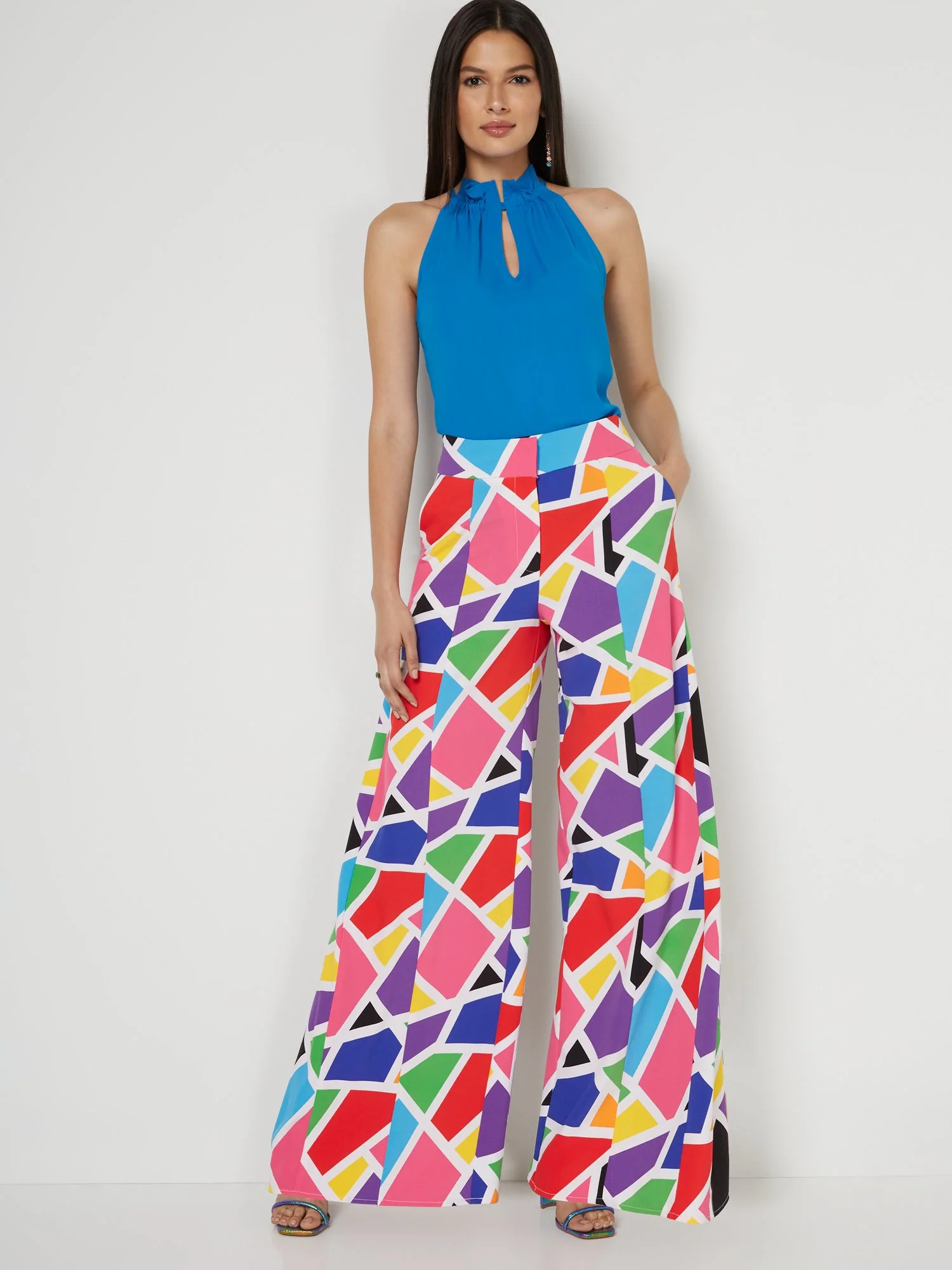 Tall Geometric-Print High-Waisted Wide-Leg Pant - Image 4