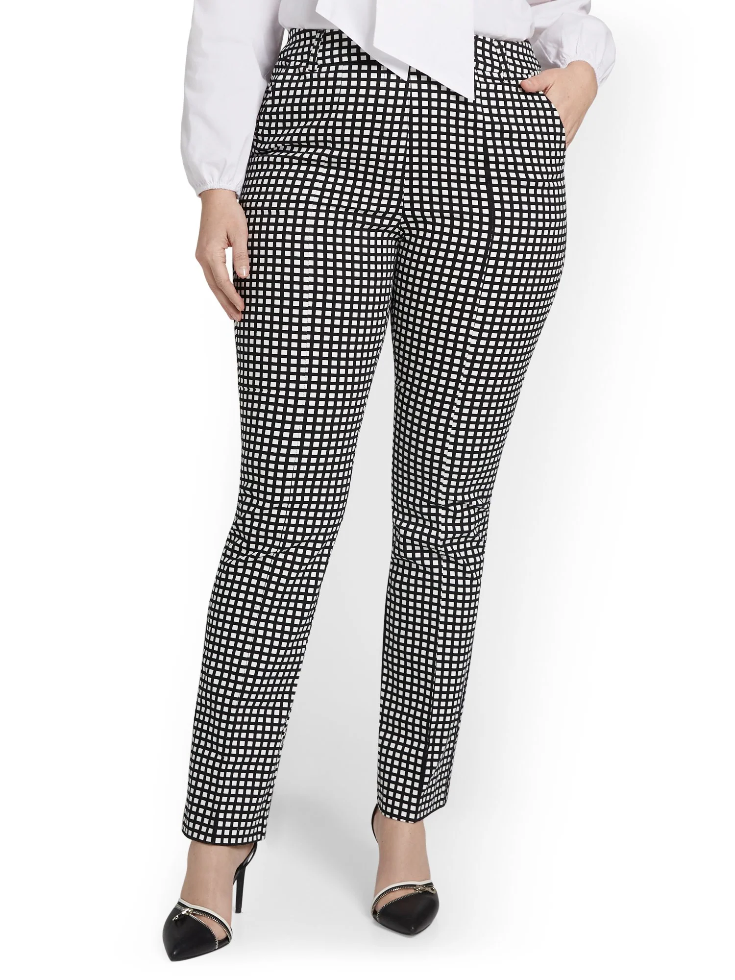 Tall High-Waisted Check Straight-Leg Pant - NY&Chic Collection - Image 2