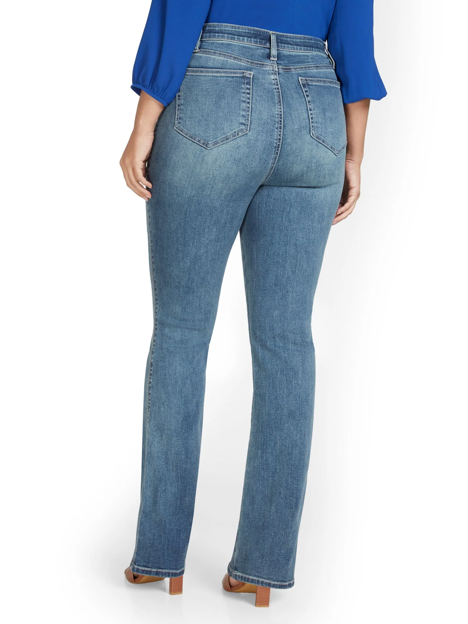 Tall High-Waisted Curvy Essential Bootcut Jeans - Vibrant Blue Wash - Image 3