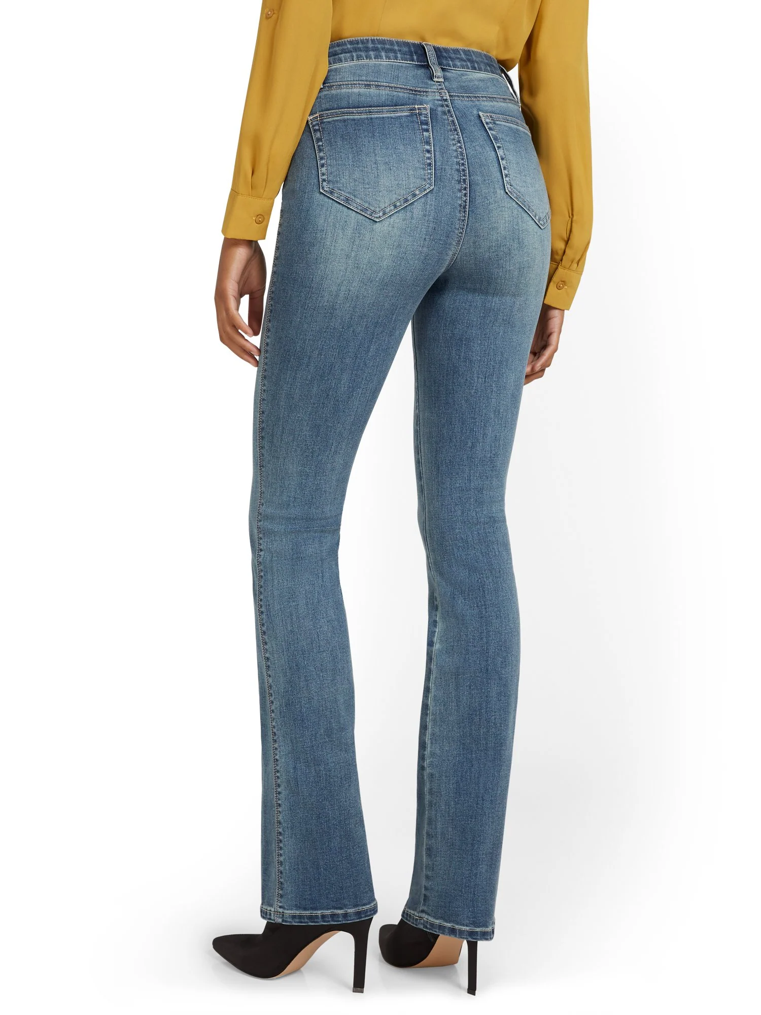 Tall High-Waisted Curvy Essential Bootcut Jeans - Vibrant Blue Wash - Image 4
