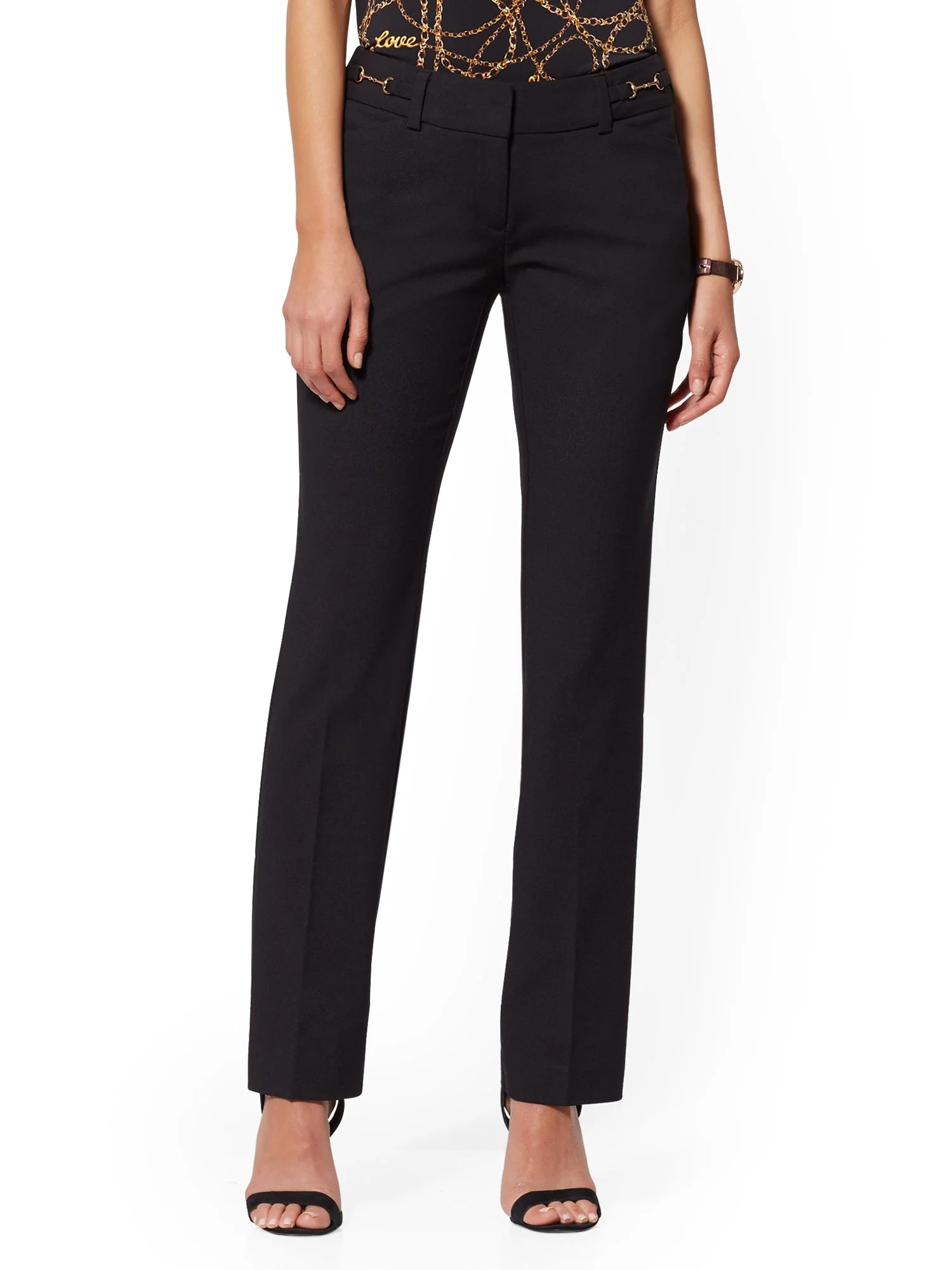 Tall Horsebit-Accent Straight-Leg Pant - Signature - 7th Avenue - Image 2