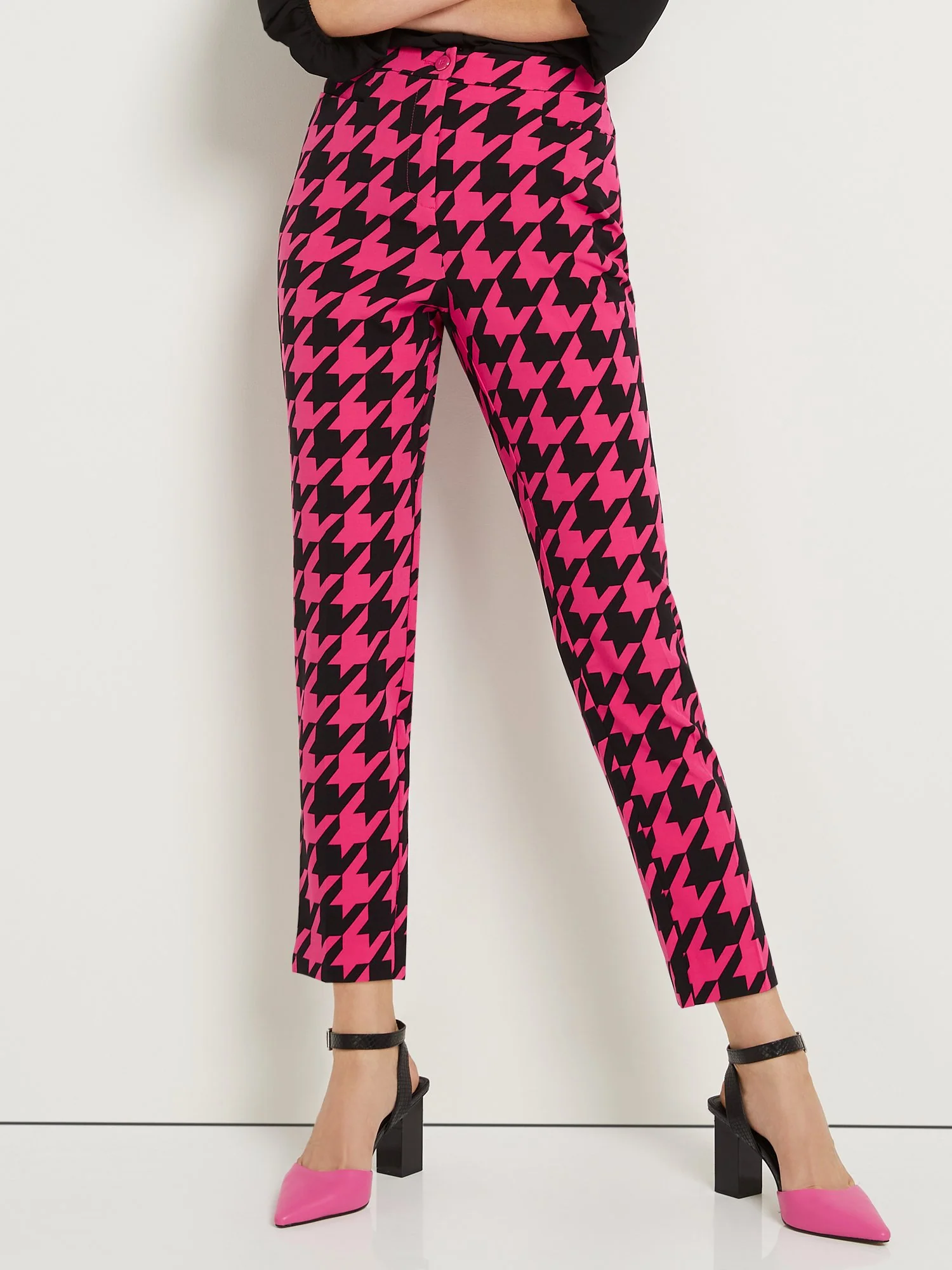 Tall Houndstooth Button-Waist Straight-Leg Ankle Pant - Image 7