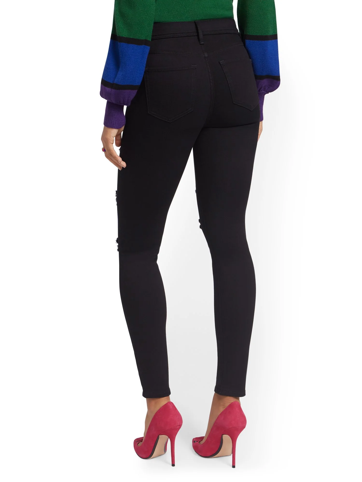 Tall Lexi High-Waisted Super-Skinny Destroyed Jeans - Black - Image 3
