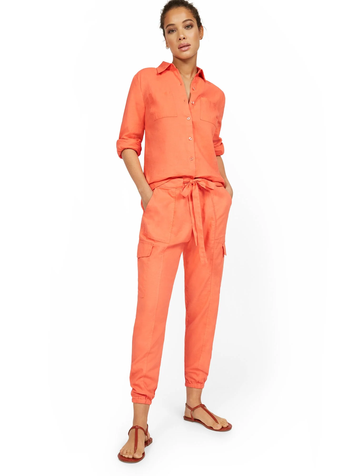 Tall Linen-Blend High-Waisted Cargo Jogger Pant - Image 7