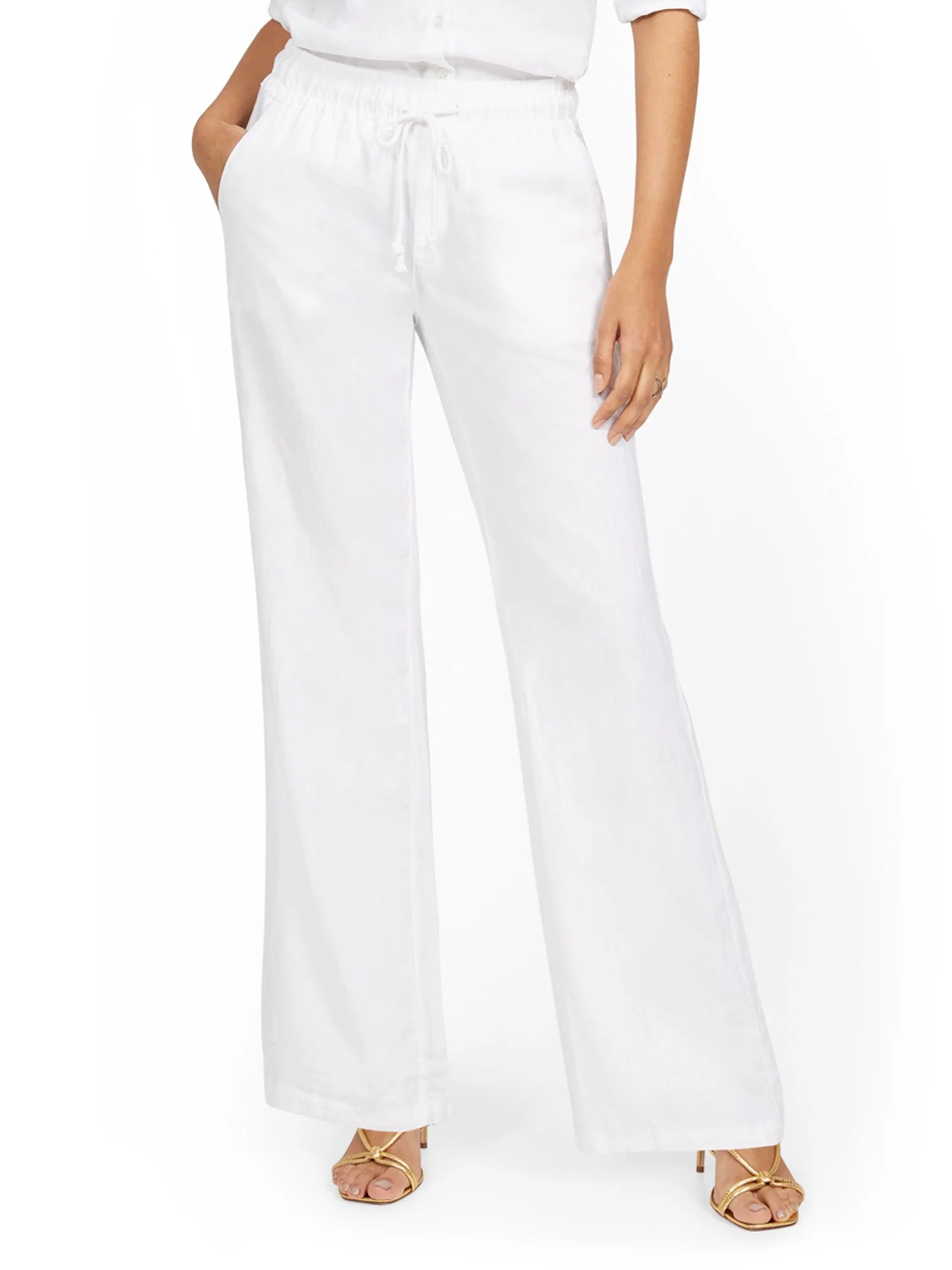 Tall Linen-Blend High-Waisted Drawstring Pant