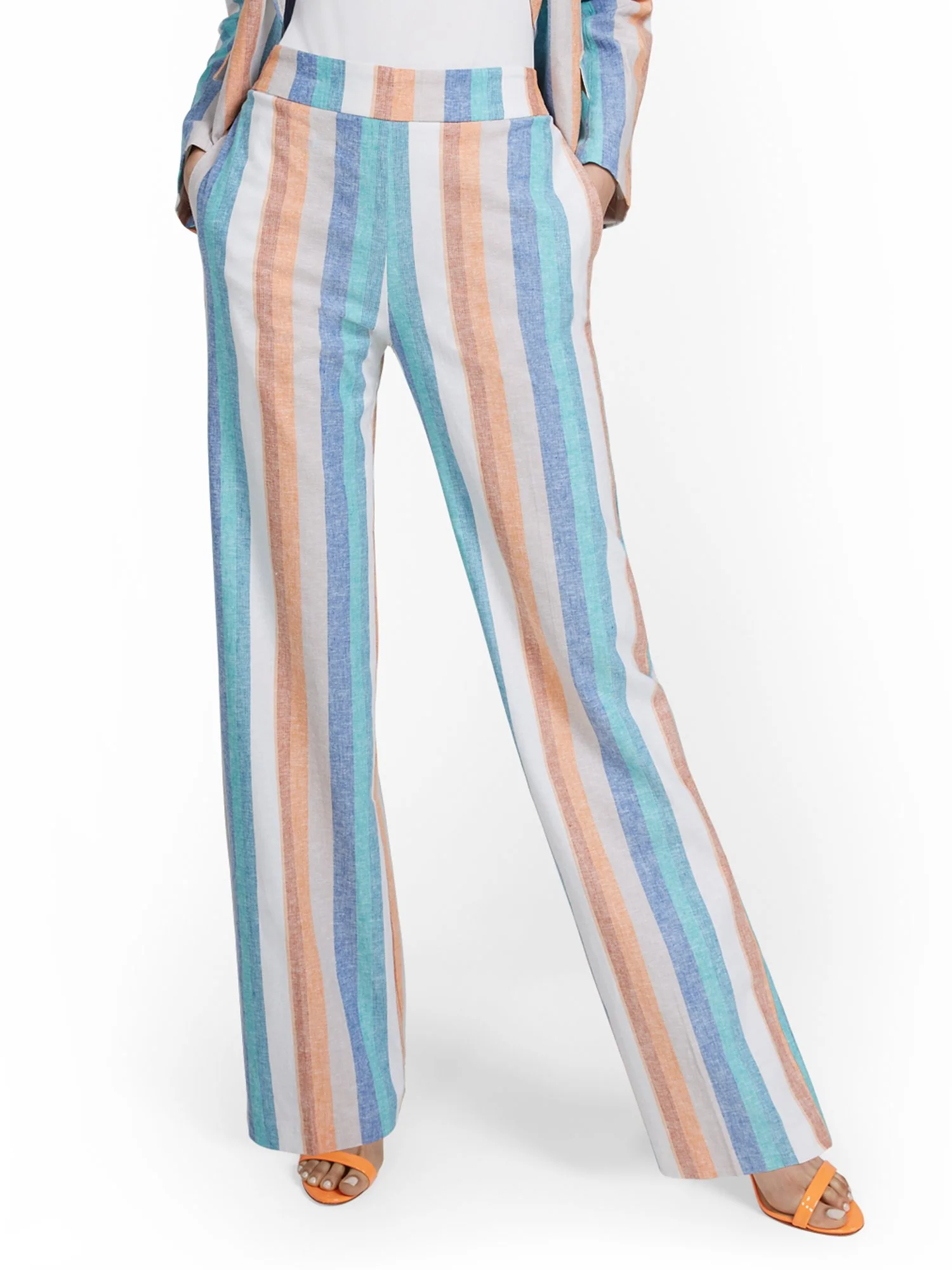 Tall Linen-Blend High-Waisted Multistripe Wide-Leg Pant - Image 2