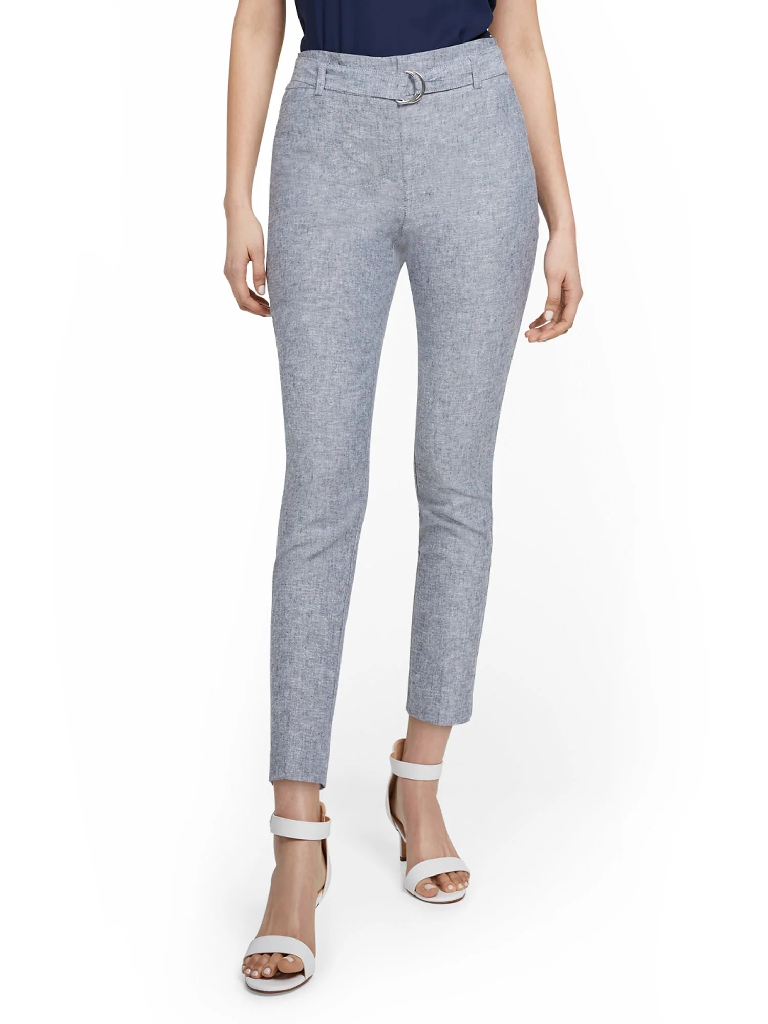 Tall Linen-Blend High-Waisted O-Ring Belt Ankle Pant - Image 5