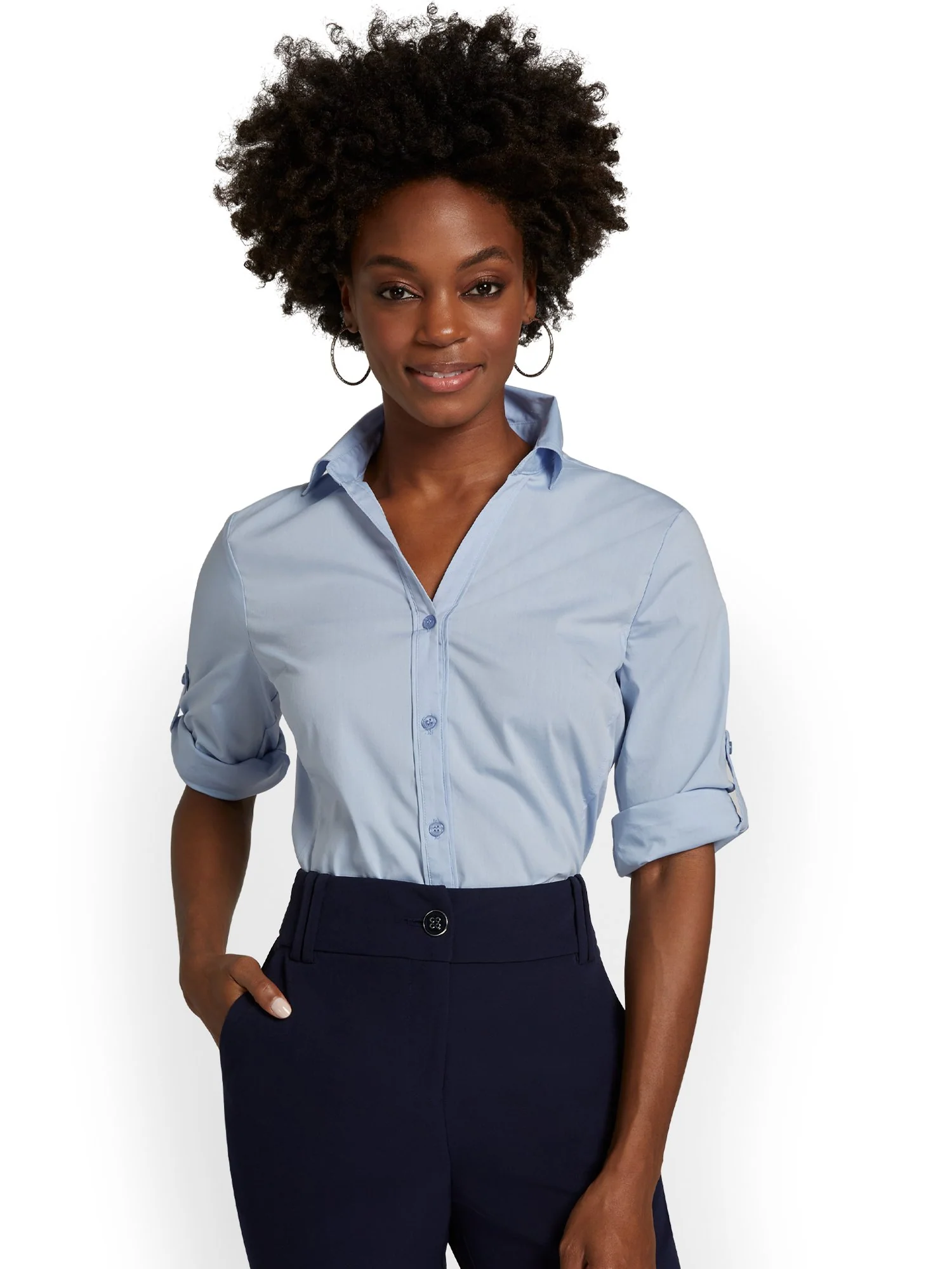 Tall Madison Piped Button-Front Secret Snap Shirt - Image 5