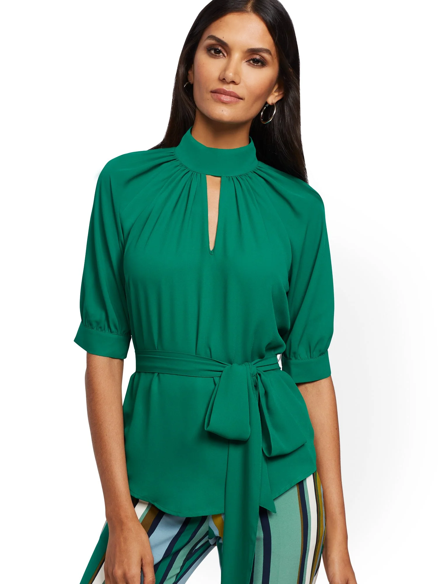 Tall Mock-Neck Puff-Sleeve Blouse - 7th Avenue - Image 2