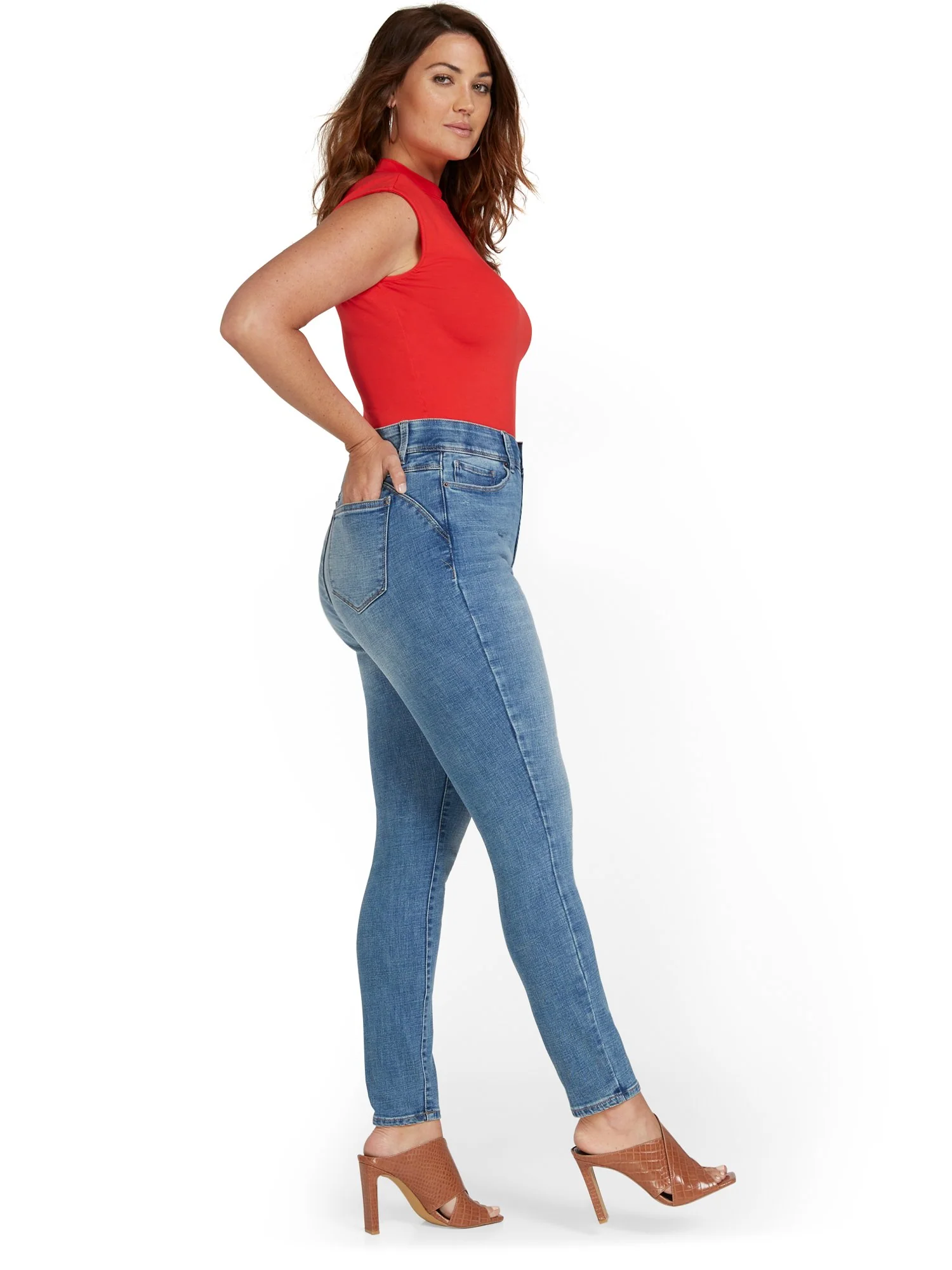 Tall Mya Curvy Ultra High-Waisted Super-Skinny Boost Jeans - Medium Wash - Image 8