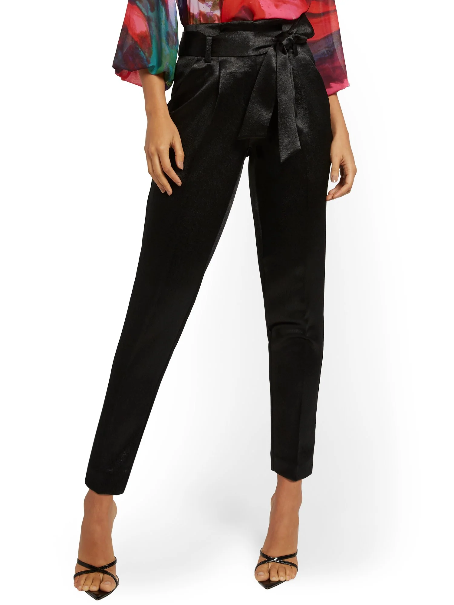 Tall Paperbag-Waist Slim Pant with Tie - Image 2