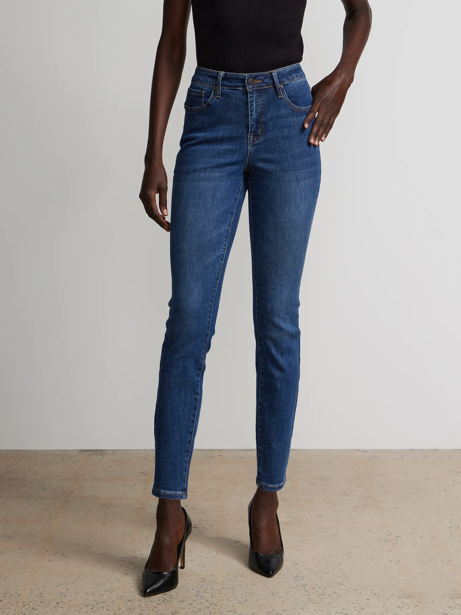 Tall Perfect Fit Mid-Rise Super-Skinny Jeans - Medium Wash