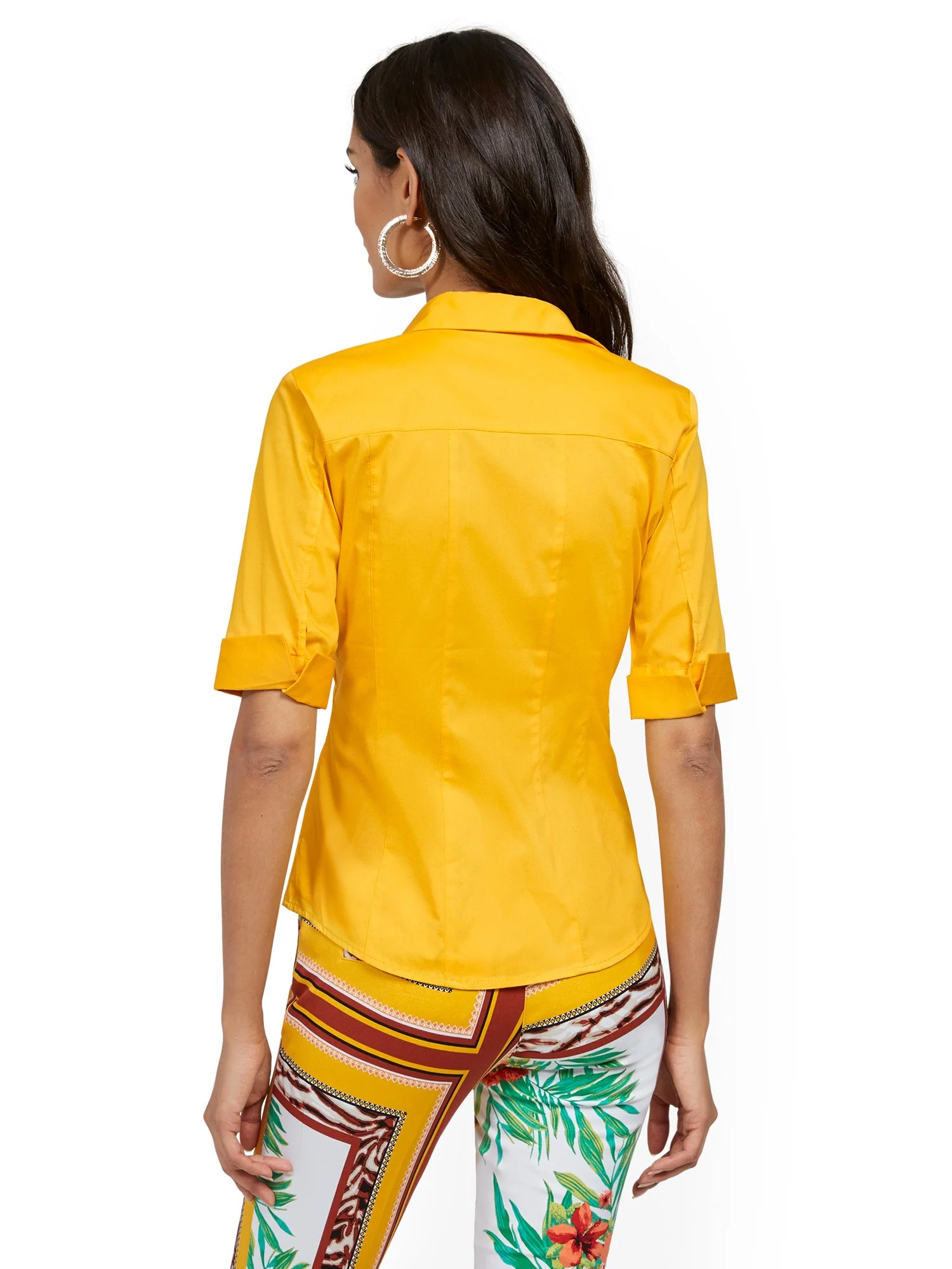 Tall Piped Madison Stretch Shirt - Secret Snap - 7th Avenue - Image 11