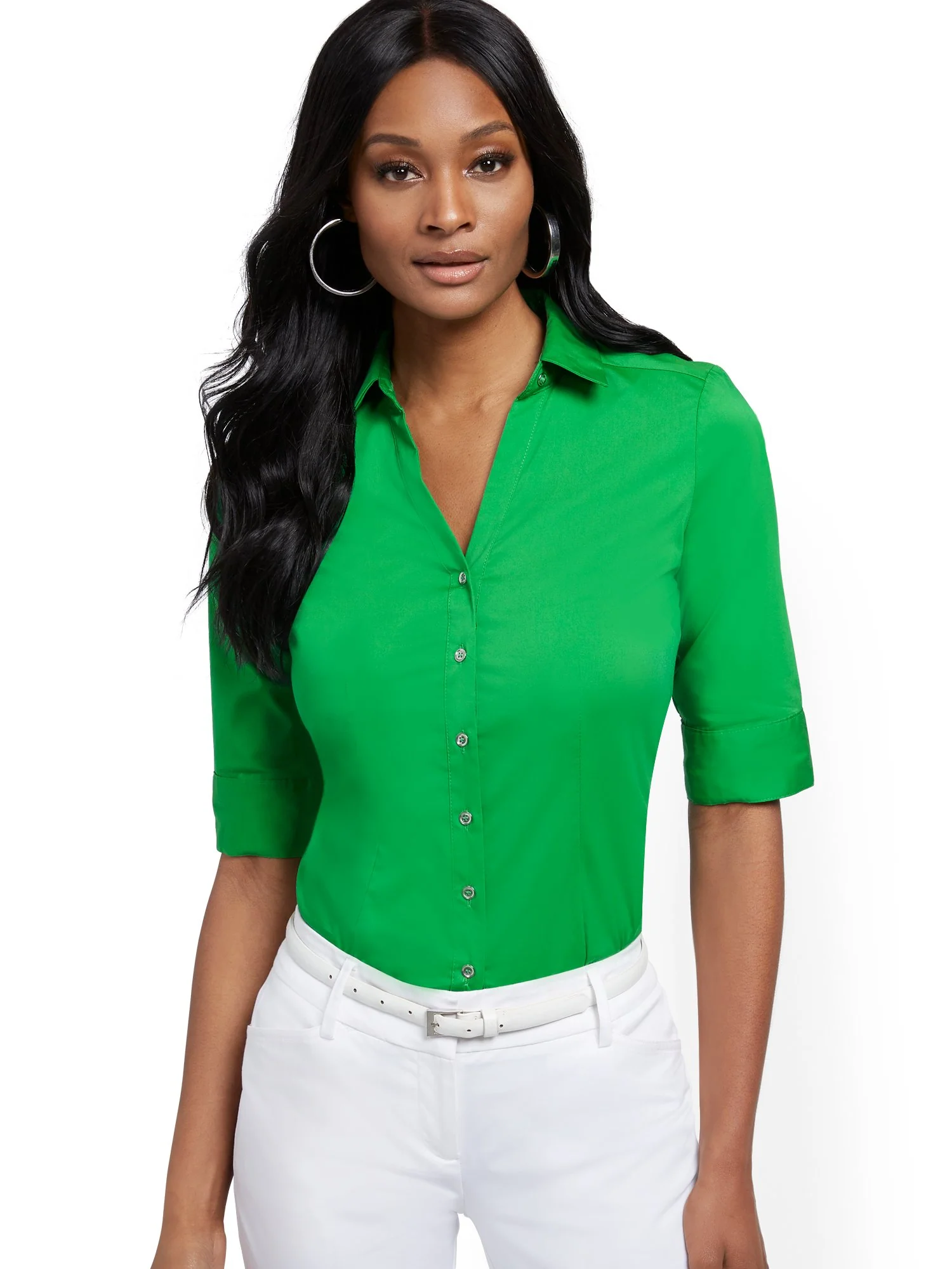 Tall Piped Madison Stretch Shirt - Secret Snap - 7th Avenue - Image 6
