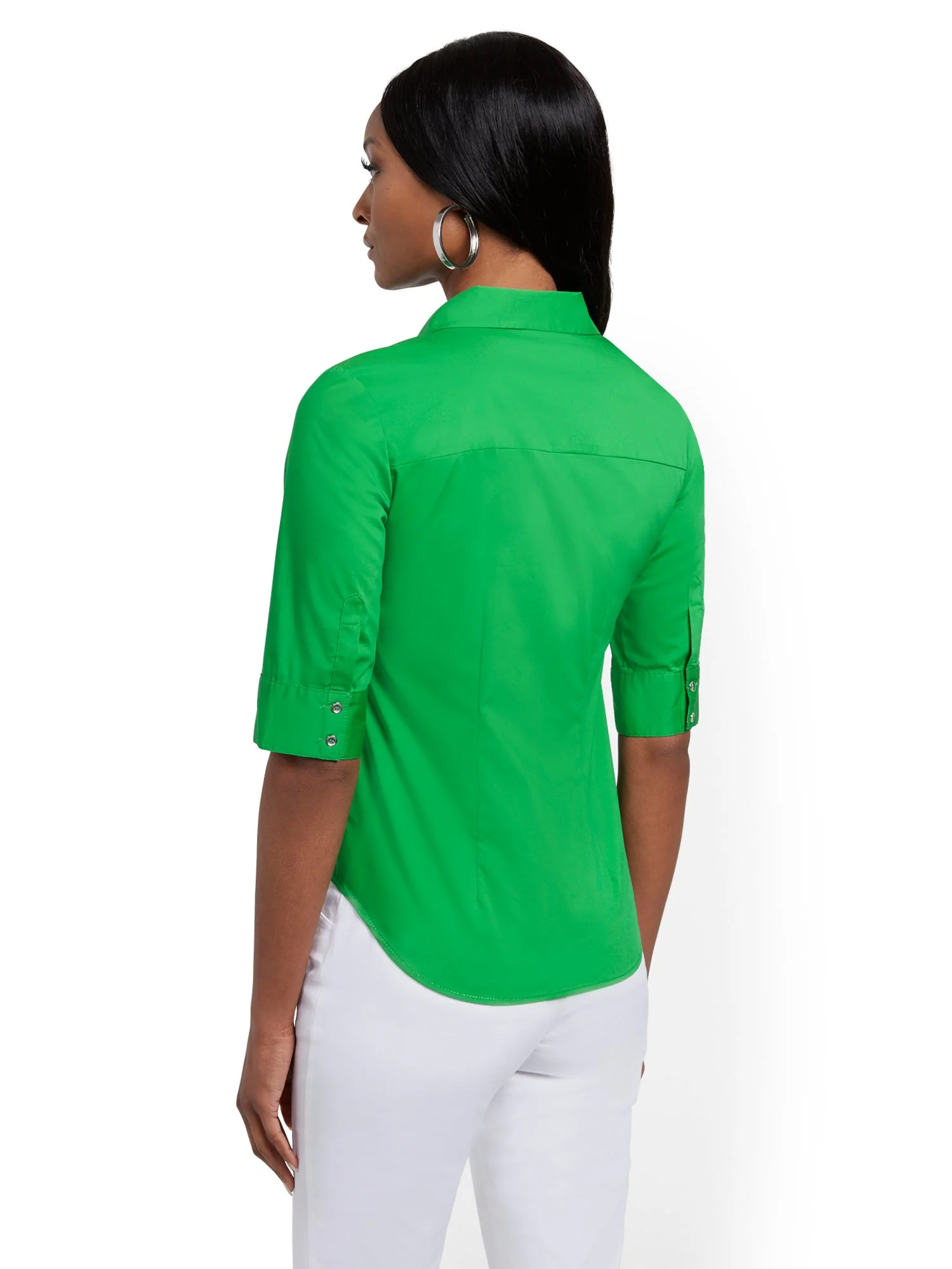 Tall Piped Madison Stretch Shirt - Secret Snap - 7th Avenue - Image 7