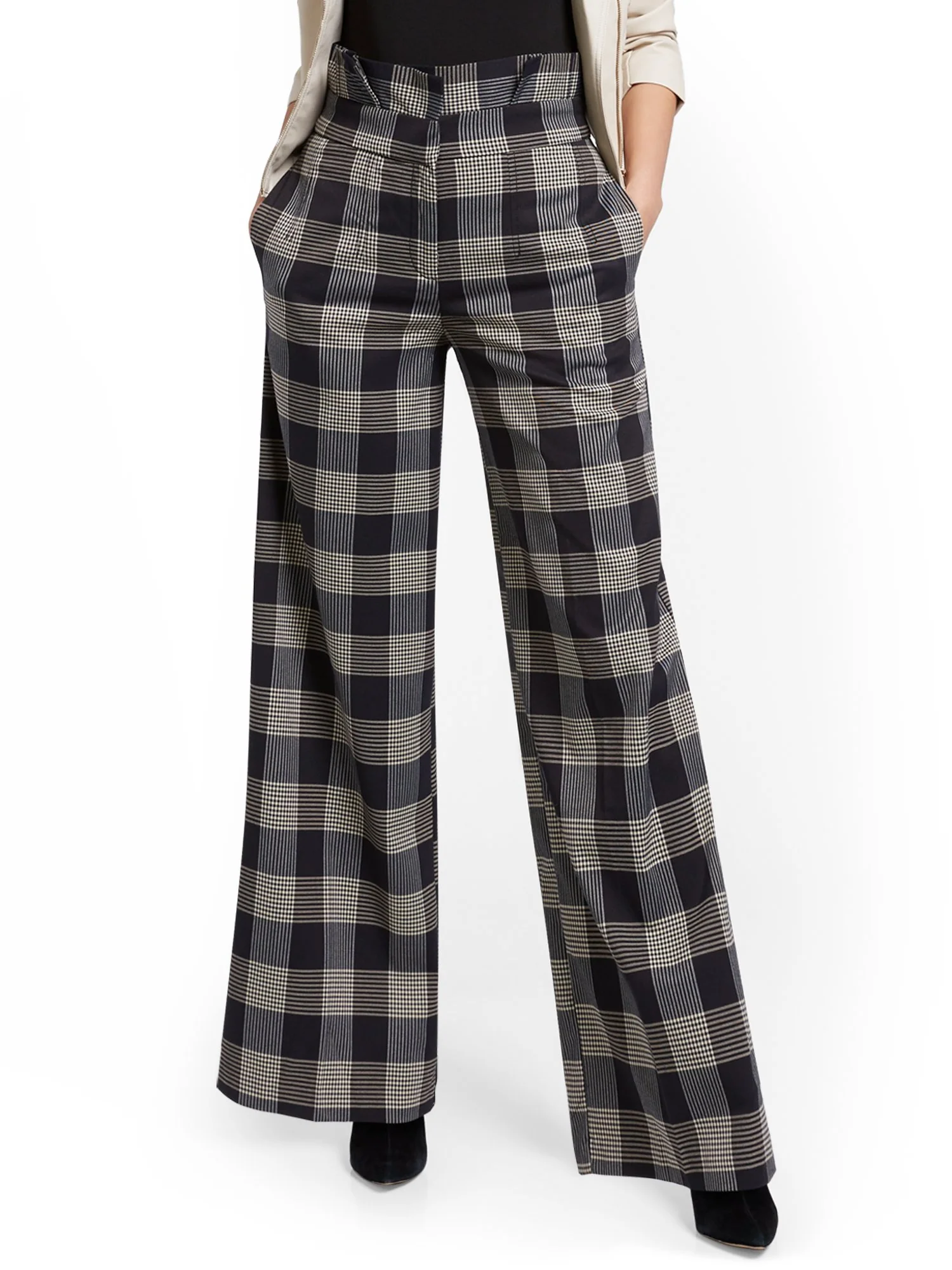 Tall Plaid Paperbag-Waist Wide-Leg Pant - Image 2