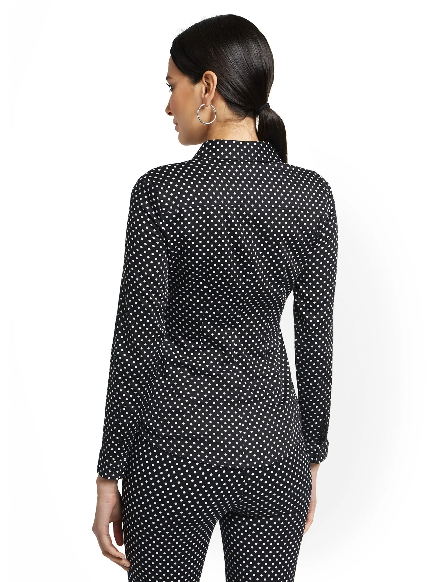 Tall Polka Dot-Print Ruched Madison Shirt - 7th Avenue - Image 2