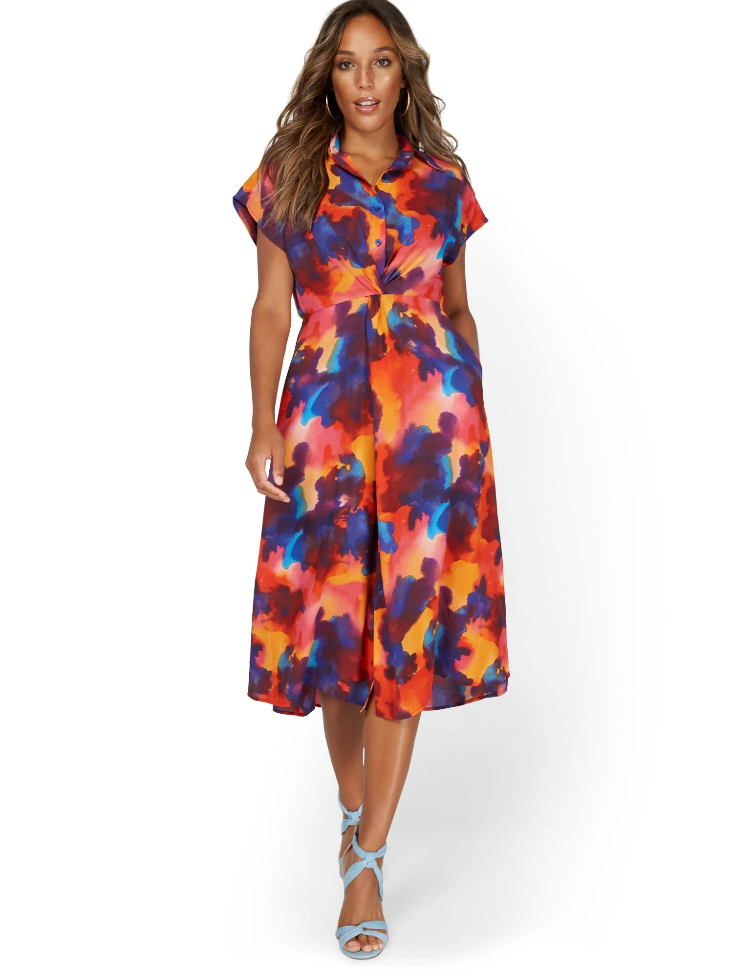 Tall Printed Midi Shirtdress - Image 2