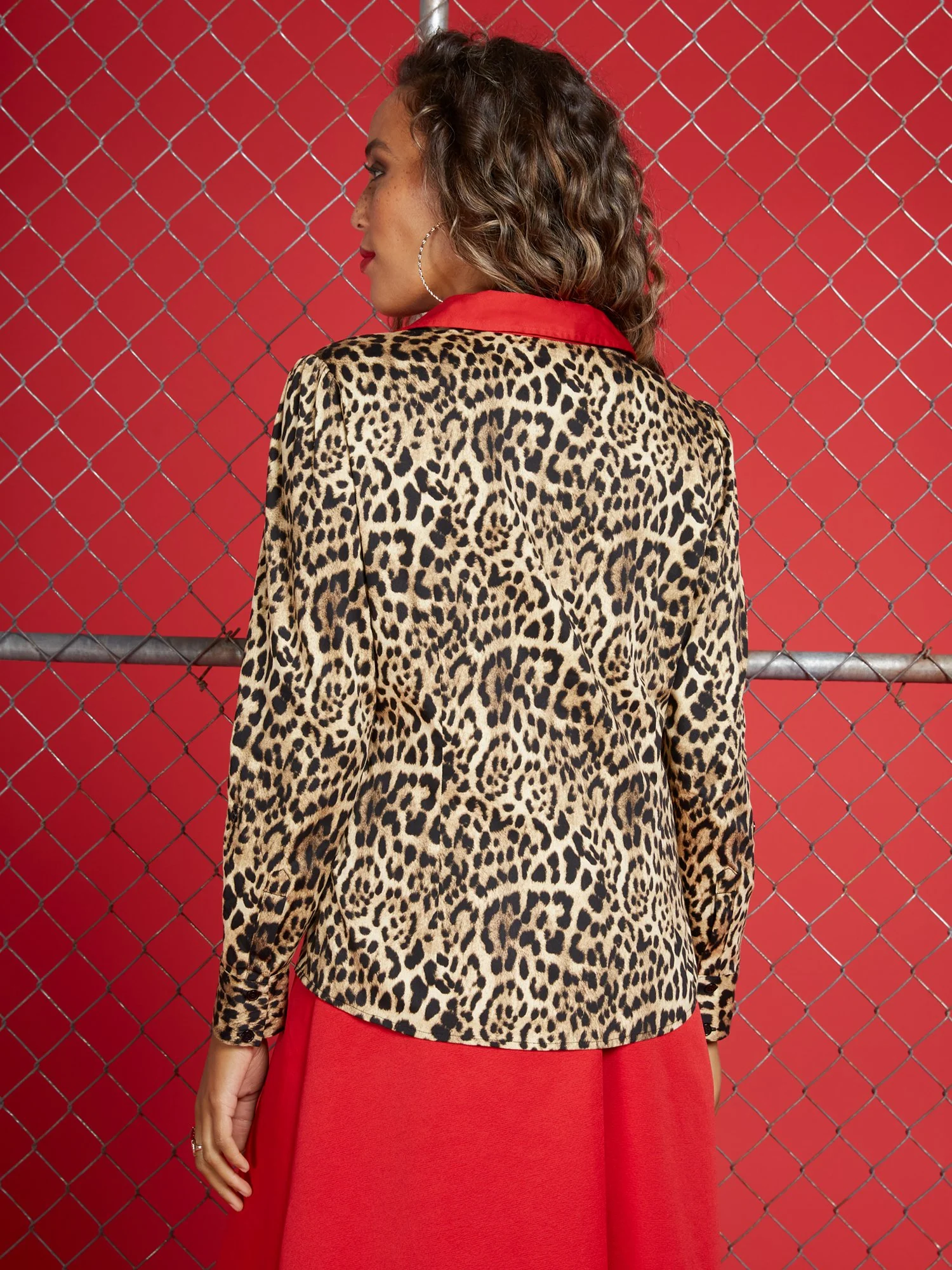 Tall Puff-Sleeve Madison Shirt - Leopard - Image 3