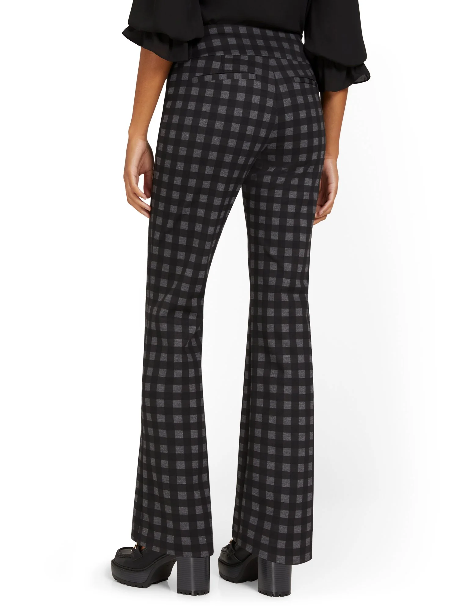 Tall Pull-On Check-Print Bootcut Ponte Pant - Superflex - Image 2