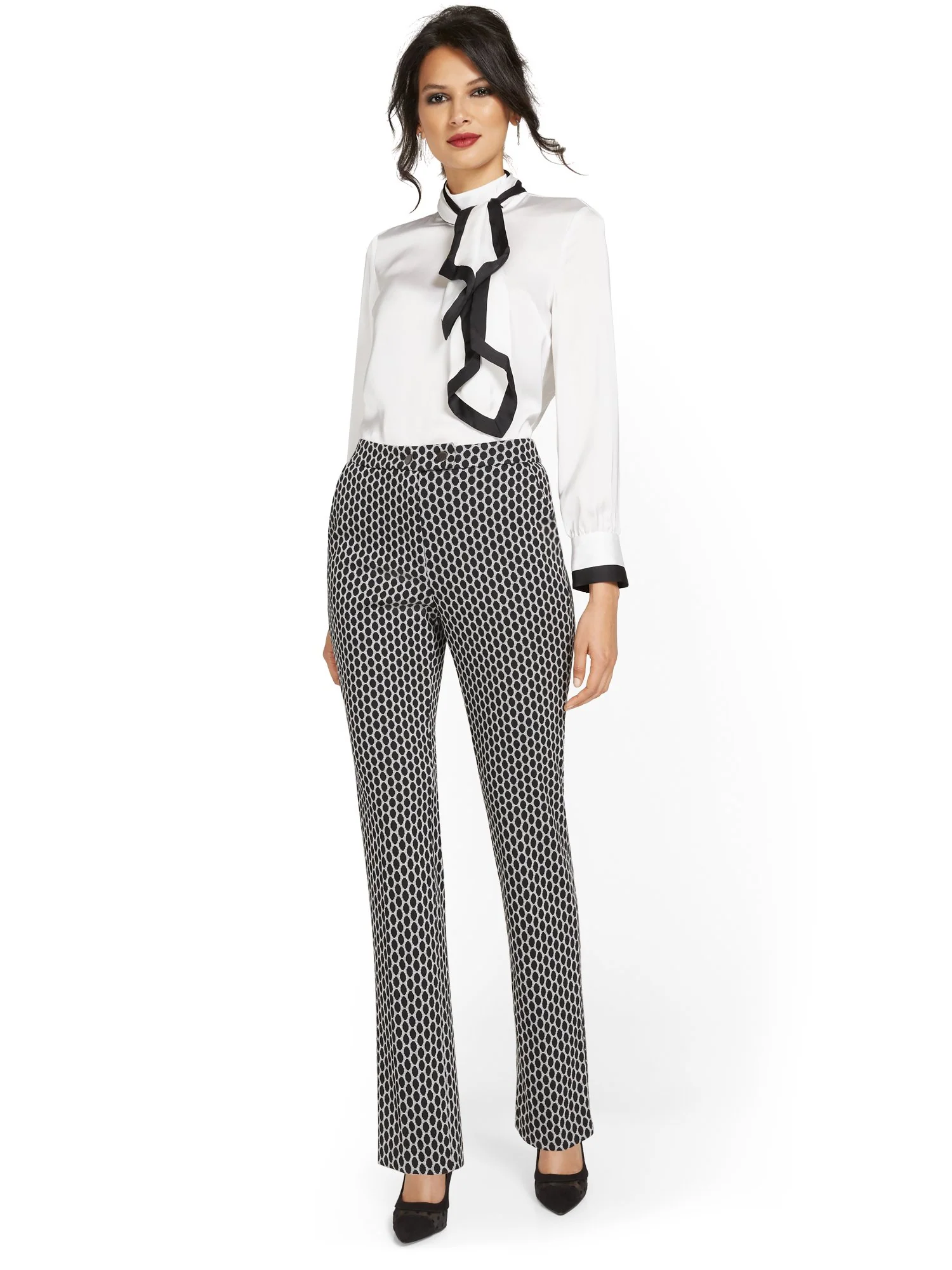Tall Pull-On Dot-Print Slim-Leg Ponte Pant - Superflex - Image 4