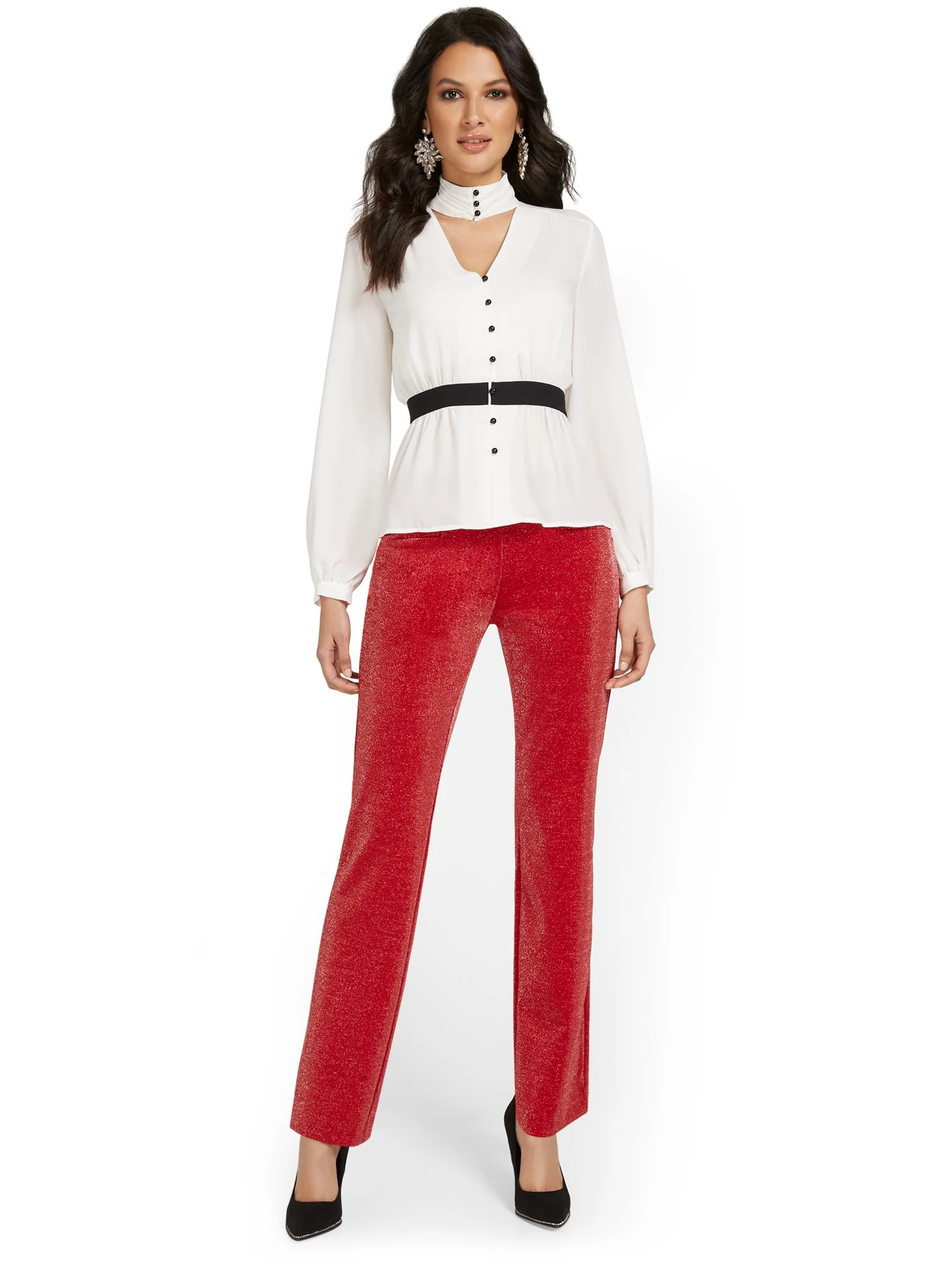 Tall Pull-On Glitter Straight-Leg Ponte Pant - Superflex - Image 4