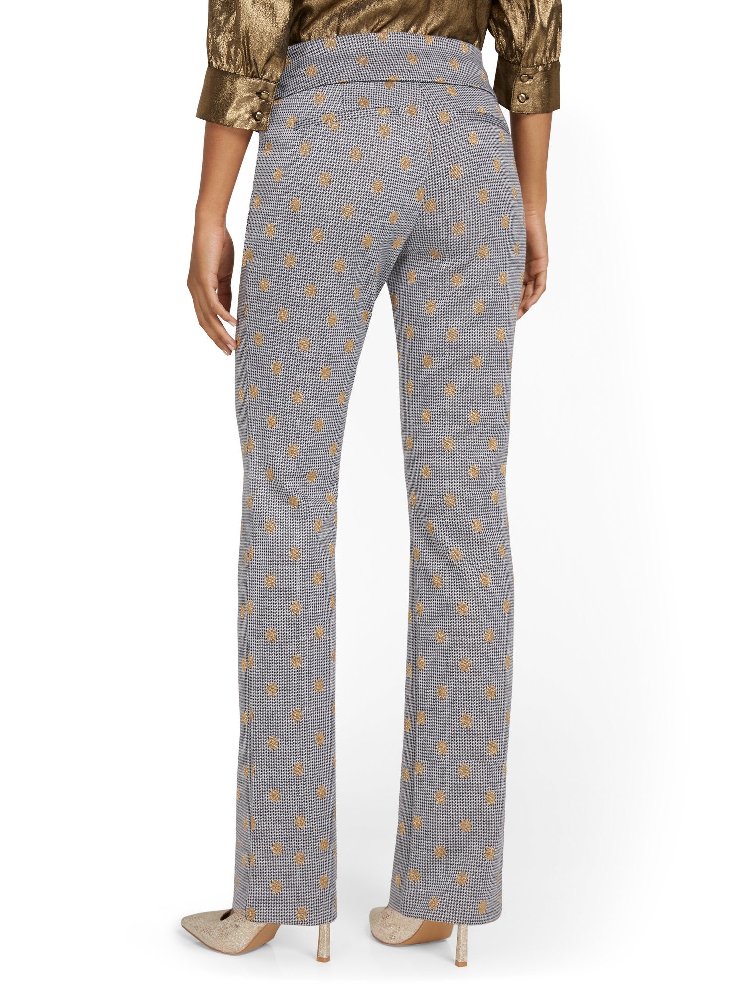 Tall Pull-On Gold Dot-Print Bootcut Ponte Pant - Superflex - Image 3