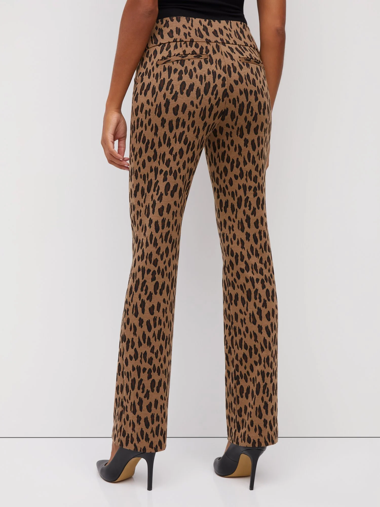 Tall Pull-On Mid-Rise Leopard-Print Bootcut Ponte Pant - Superflex - Image 3