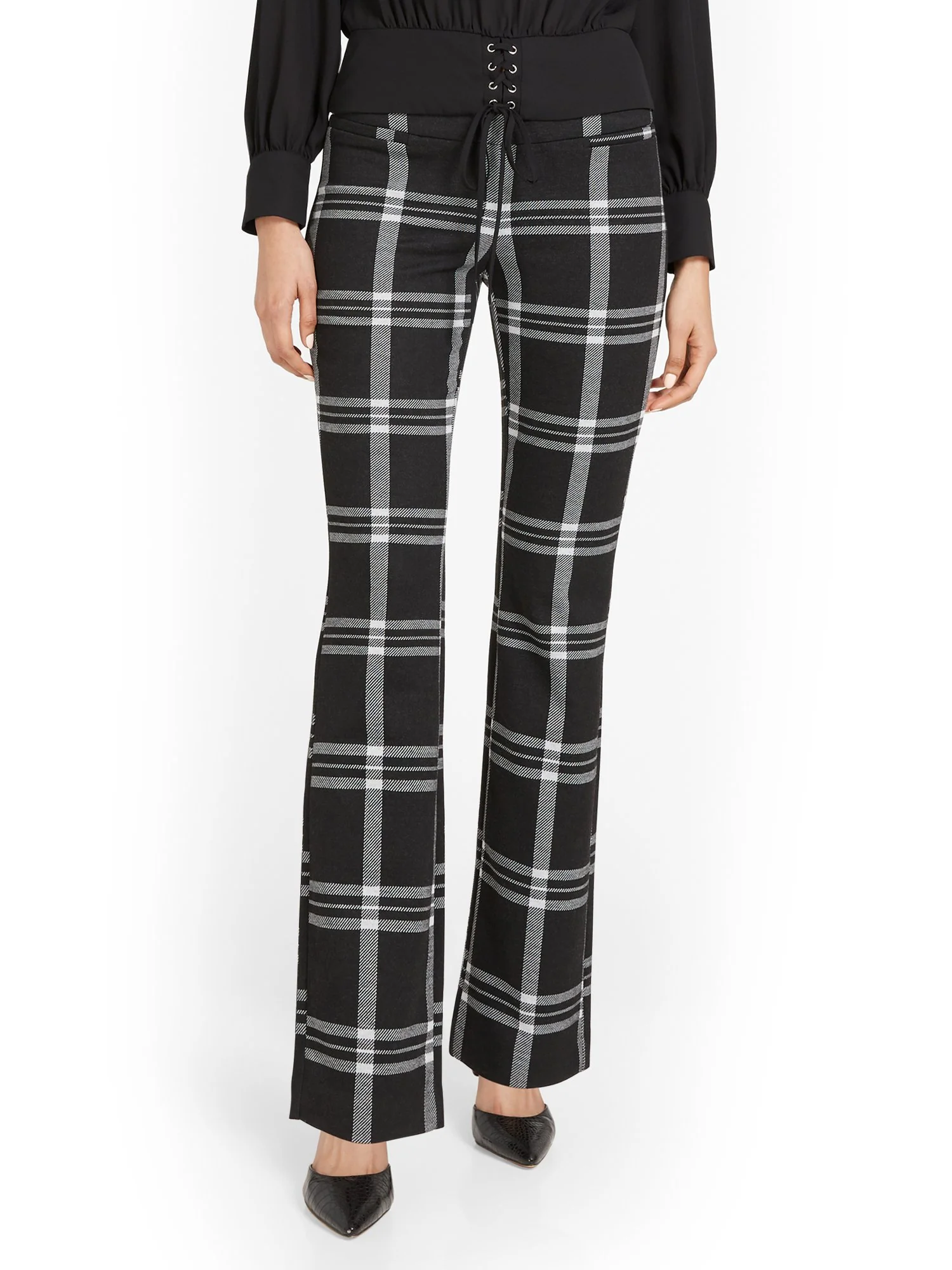Tall Pull-On Plaid Bootcut Ponte Pant - Superflex - Image 8