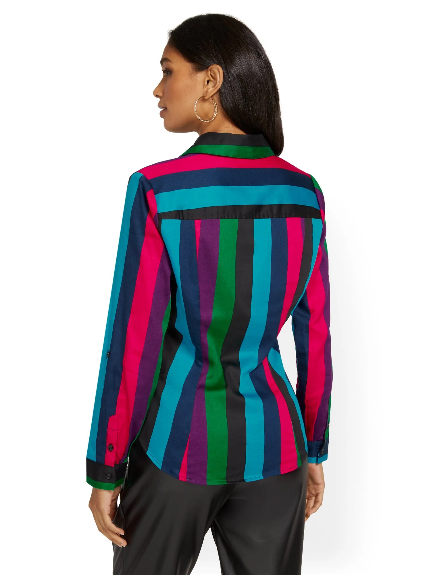 Tall Ruched-Front Madison Shirt - Striped - Image 3