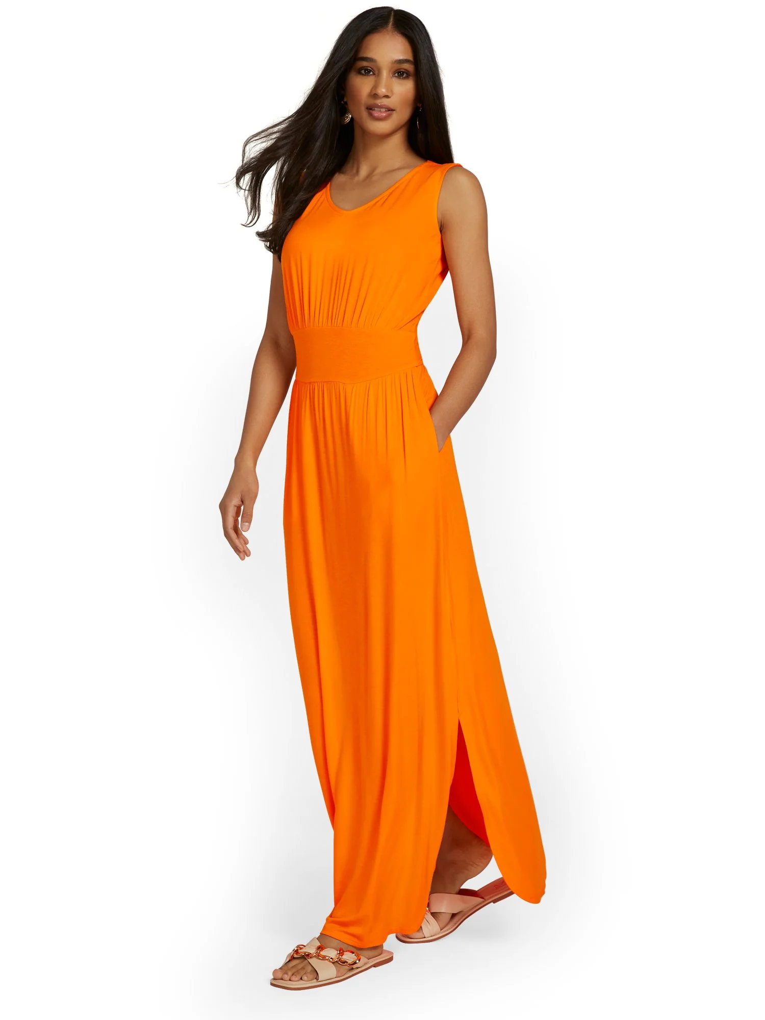 Tall Ruched Side-Slit Maxi Dress - Image 9