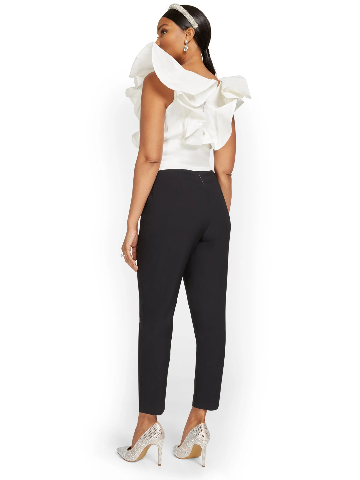 Tall Ruffle-Detail Two-Tone Jumpsuit - Image 3