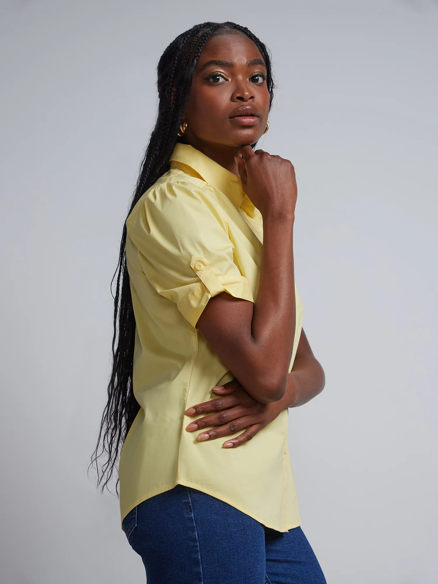 Tall Short-Sleeve Button-Front Secret Snap - NY&C Madison Shirt® - Image 11