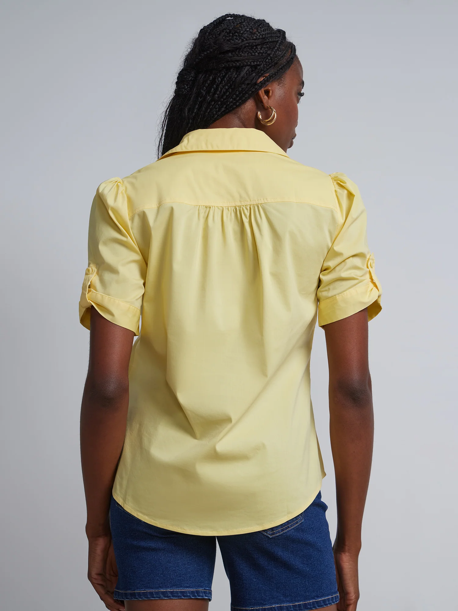 Tall Short-Sleeve Button-Front Secret Snap - NY&C Madison Shirt® - Image 12