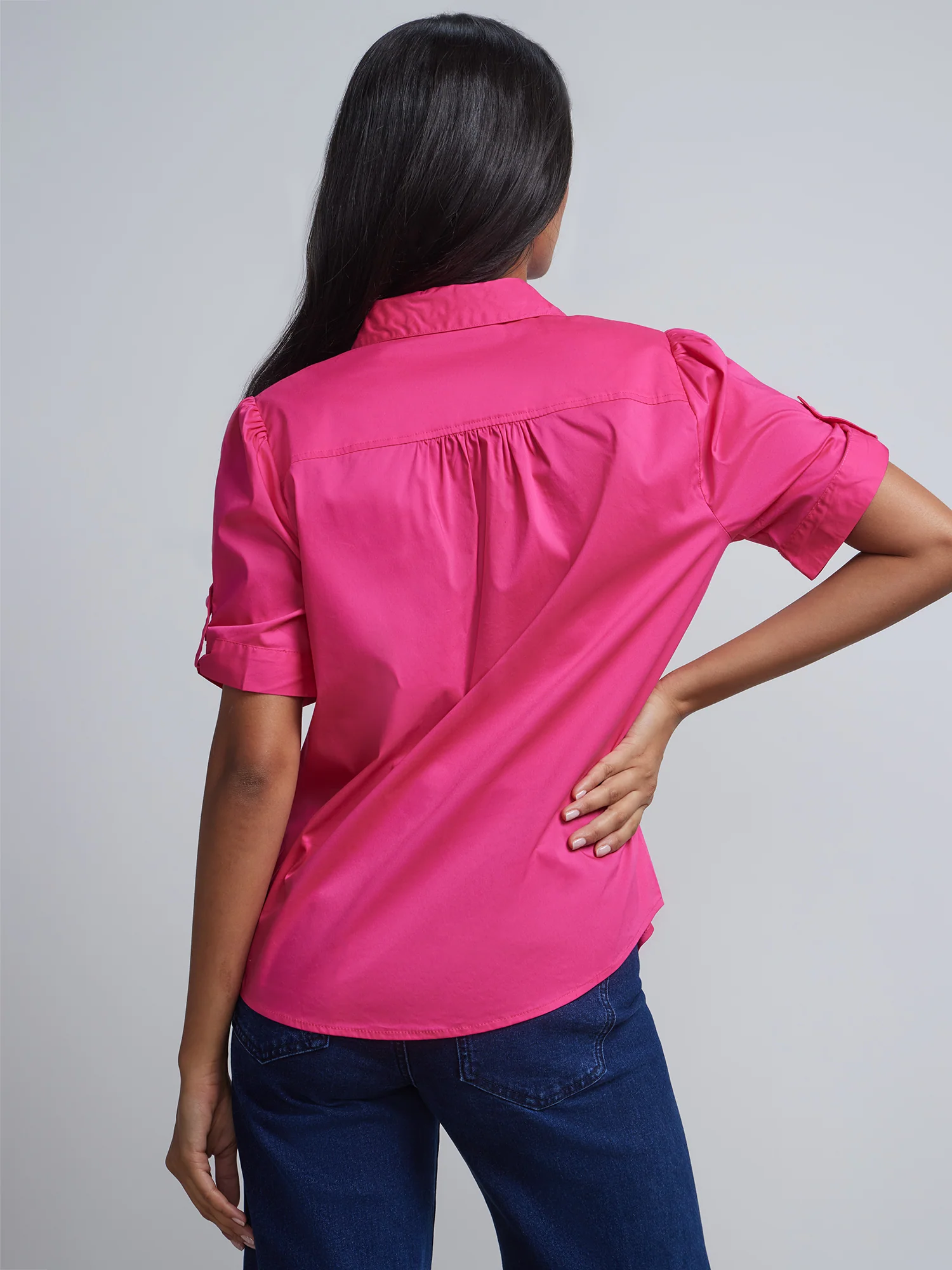 Tall Short-Sleeve Button-Front Secret Snap - NY&C Madison Shirt® - Image 16
