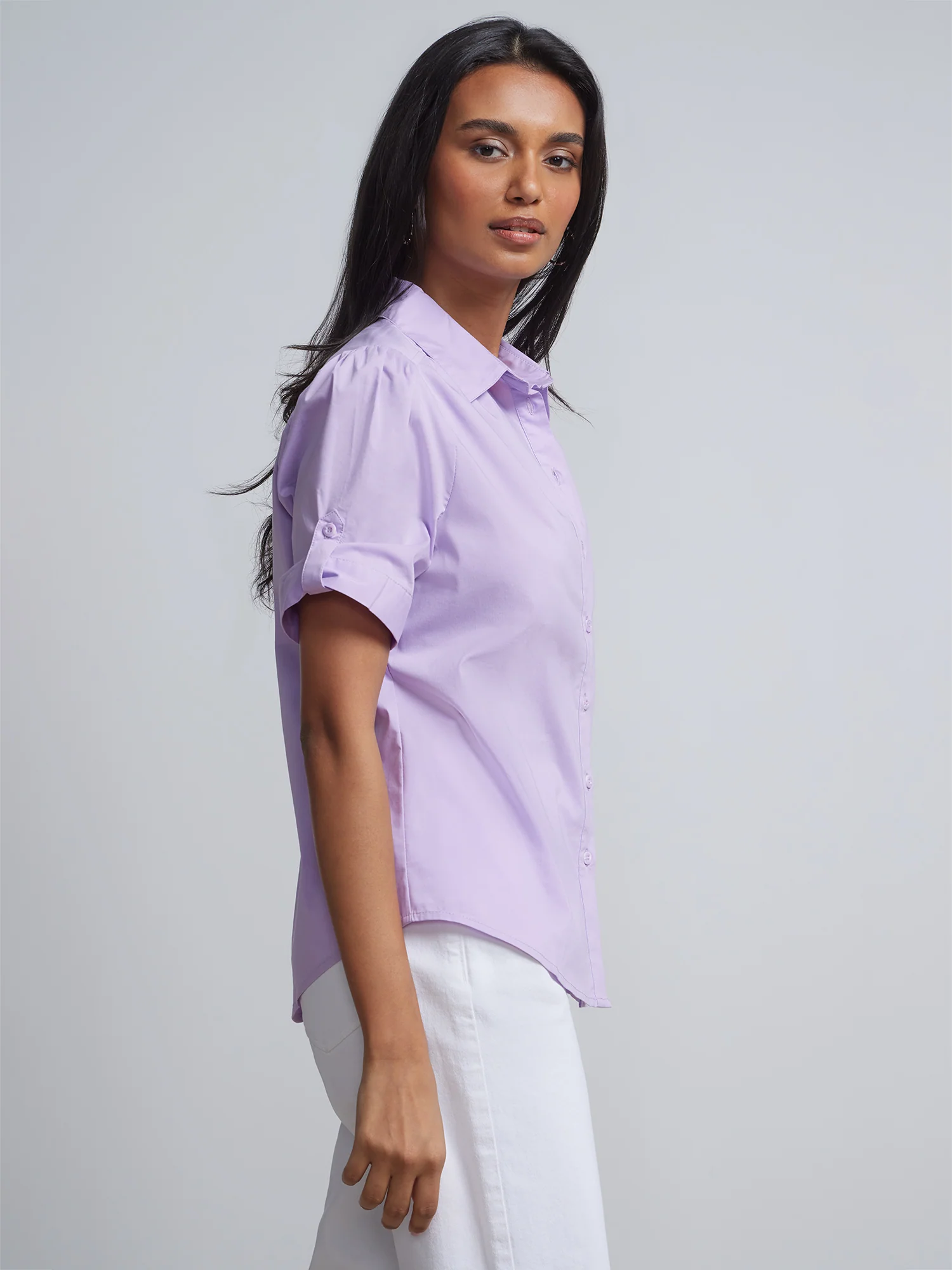 Tall Short-Sleeve Button-Front Secret Snap - NY&C Madison Shirt® - Image 19
