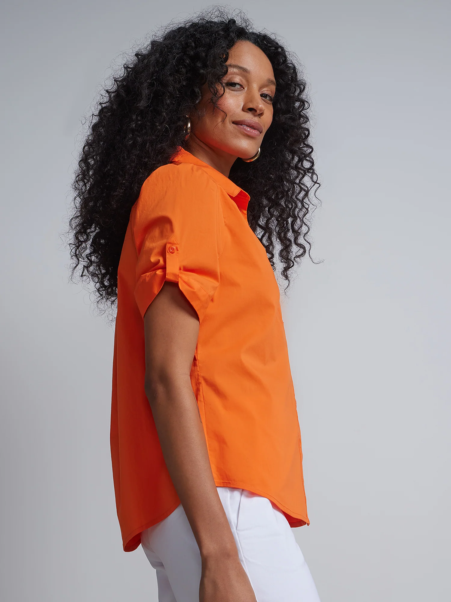 Tall Short-Sleeve Button-Front Secret Snap - NY&C Madison Shirt® - Image 23