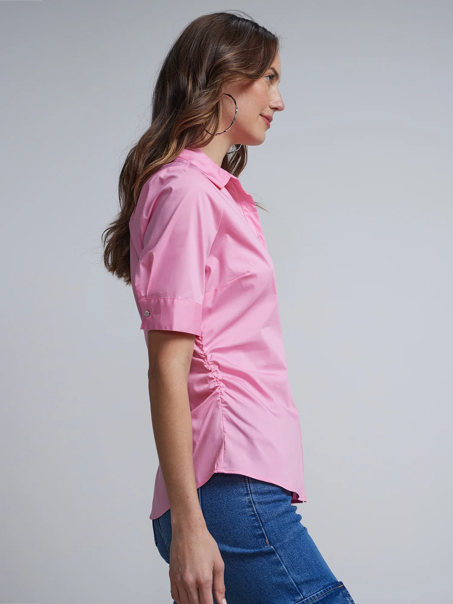 Tall Short-Sleeve Metal Button-Front Secret Snap - NY&C Madison Shirt® - Image 14