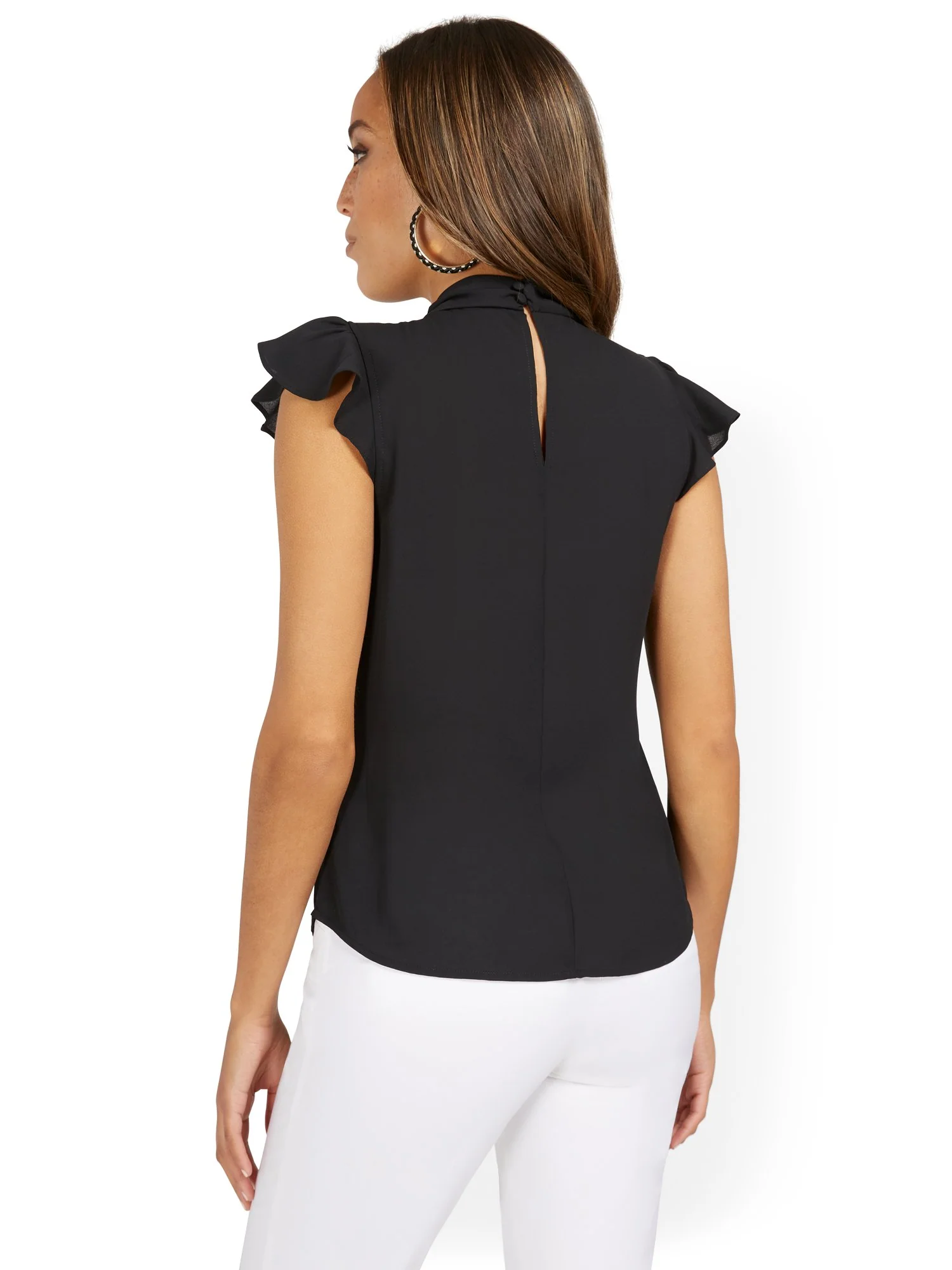 Tall Sleeveless Knot-Neck Ruffle Blouse - Image 3
