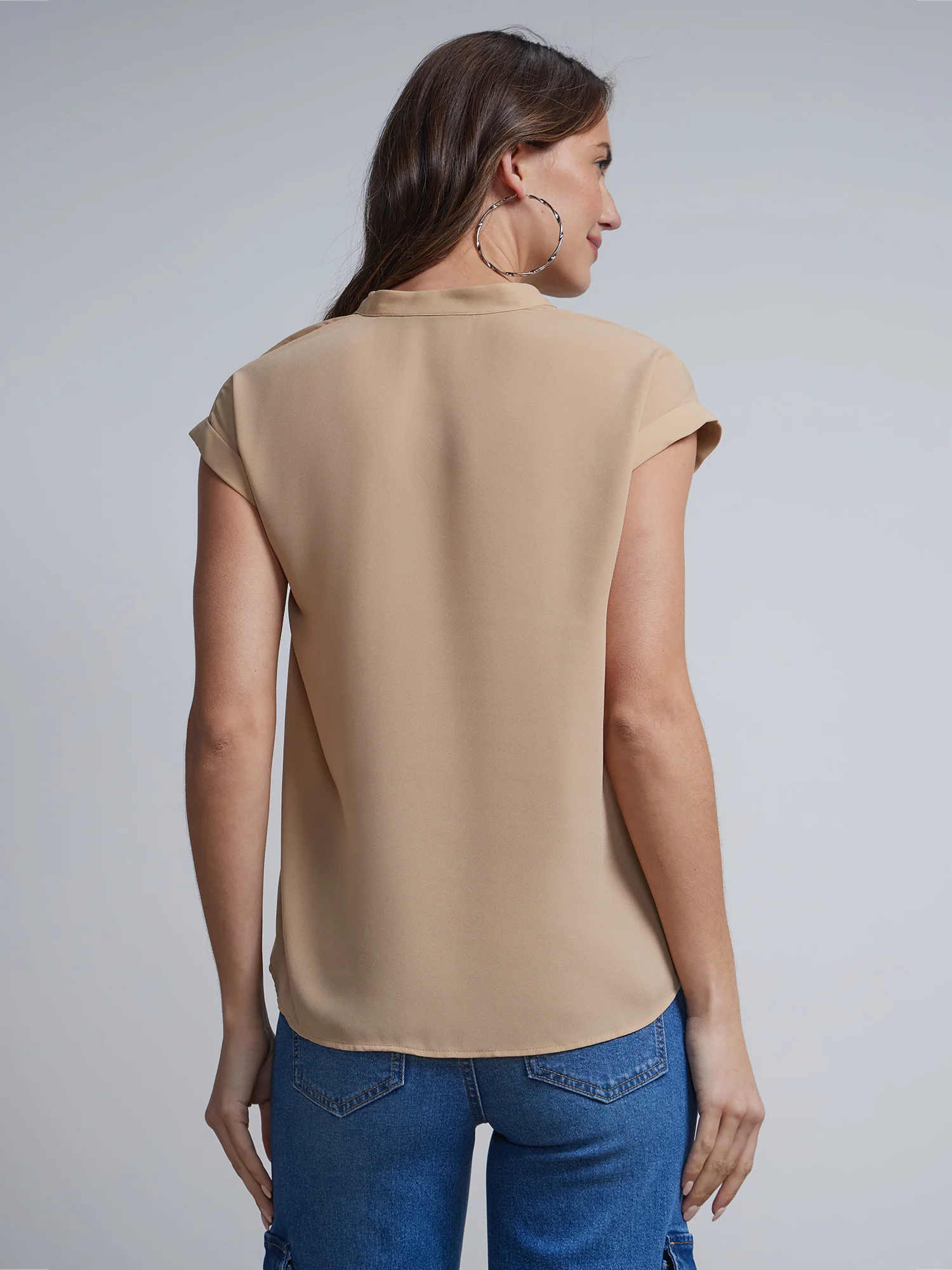 Tall Split-Neck Cuffed Blouse - Image 12