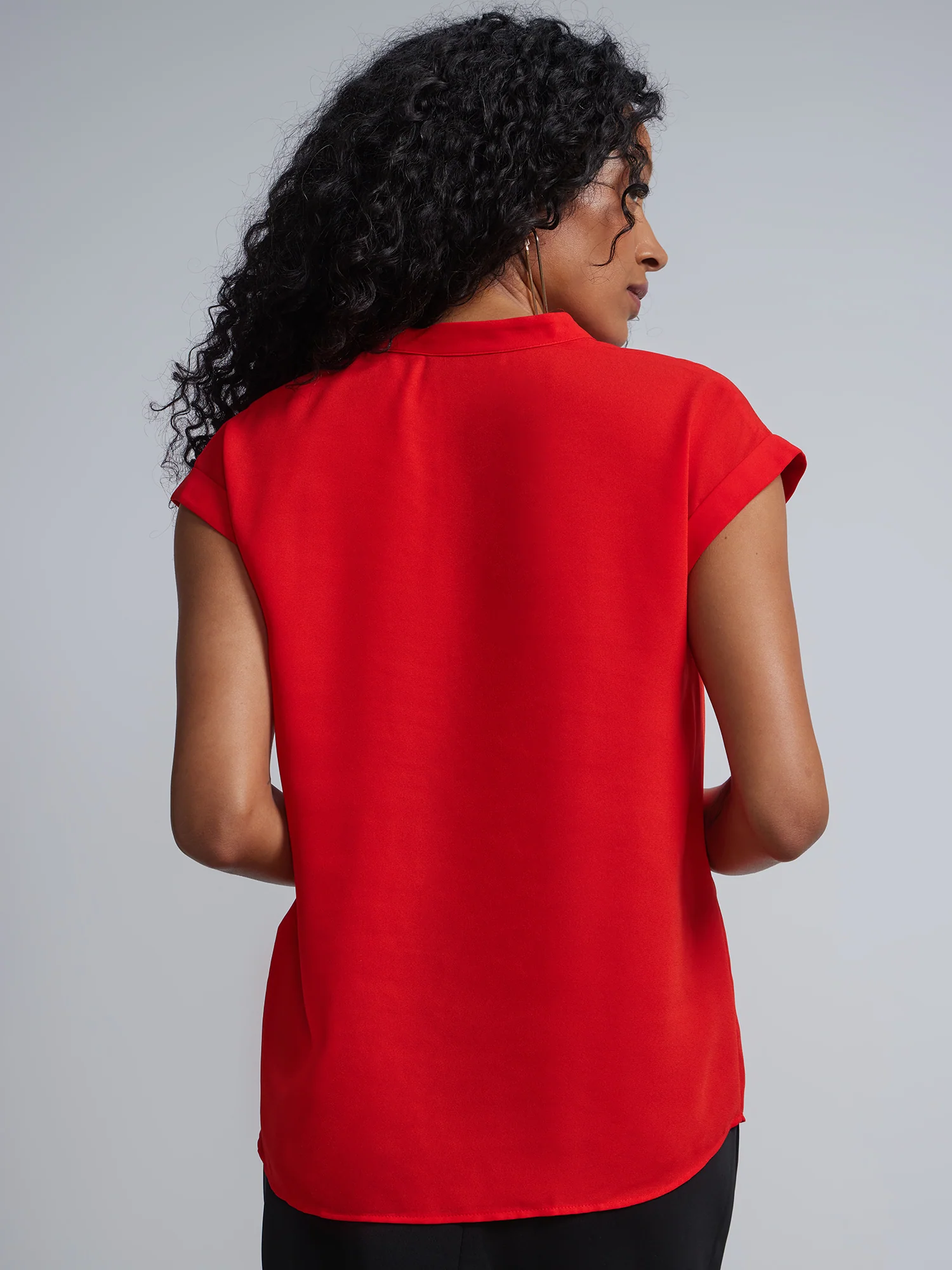 Tall Split-Neck Cuffed Blouse - Image 24