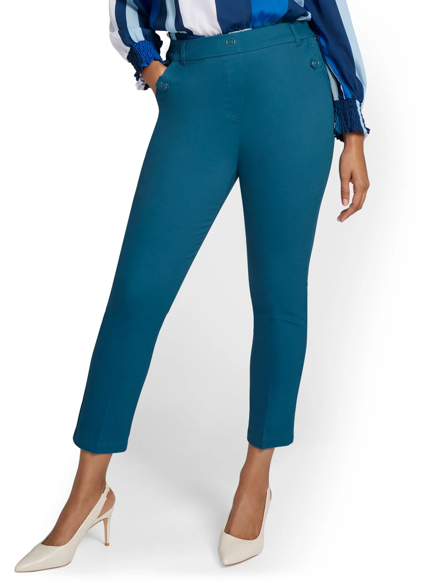 Tall Straight-Leg Button-Waist Ankle Pant - NY&Chic Collection - Image 17