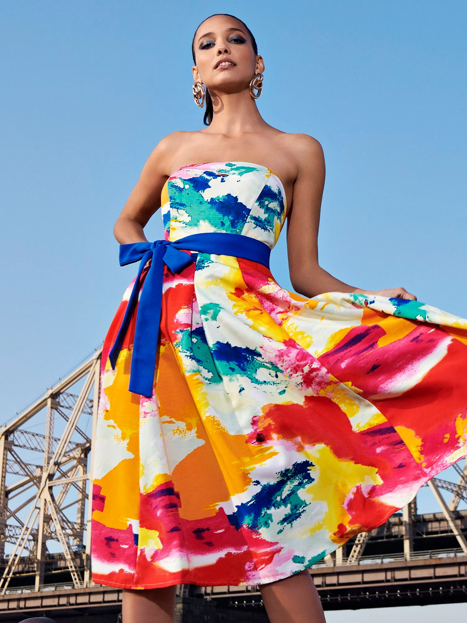 Tall Strapless Bow-Front Midi Dress