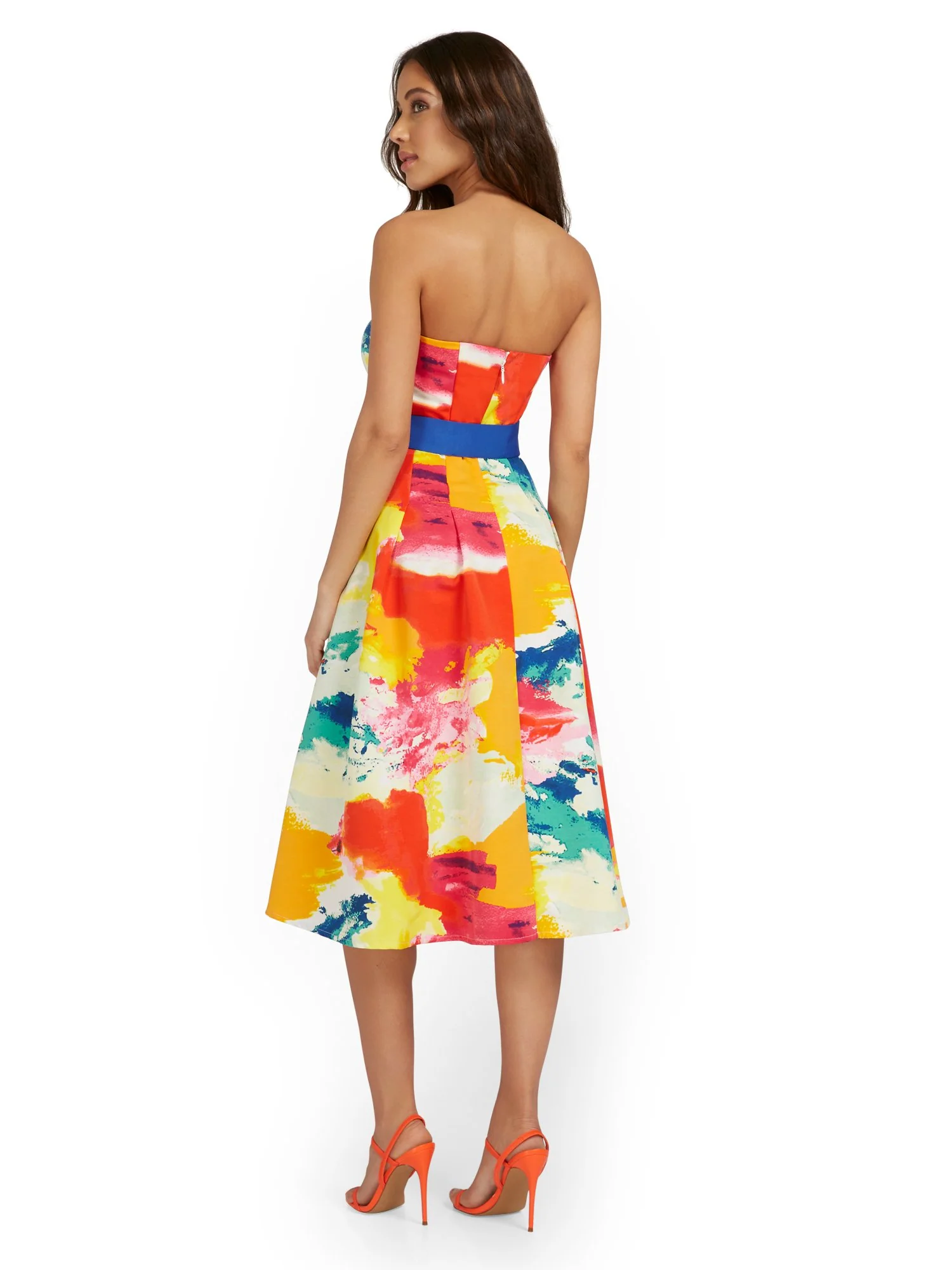 Tall Strapless Bow-Front Midi Dress - Image 3