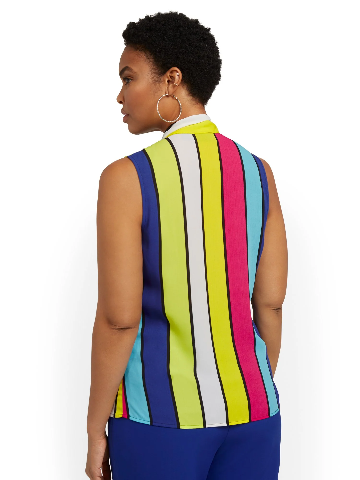 Tall Striped Bow-Neck Blouse - Image 3